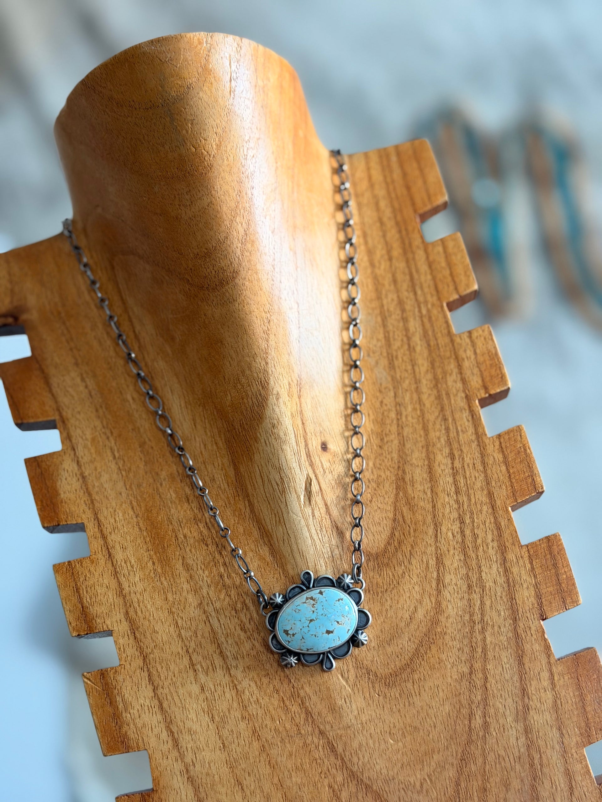 Jameson Garcia Natural Dry Creek Turquoise & Sterling Silver Bar Necklace