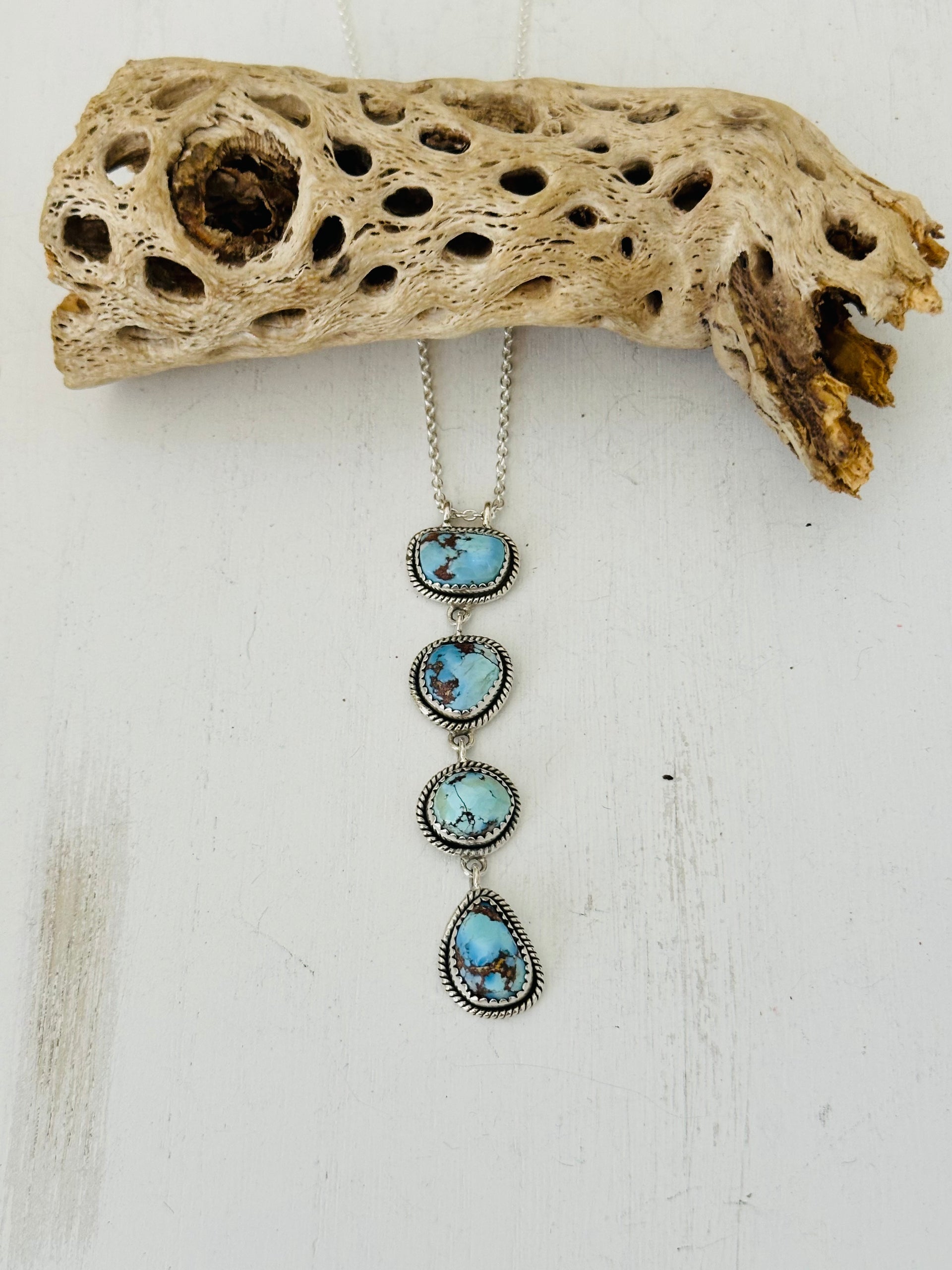 Southwest Handmade Golden Hills Turquoise & Sterling Silver Necklace