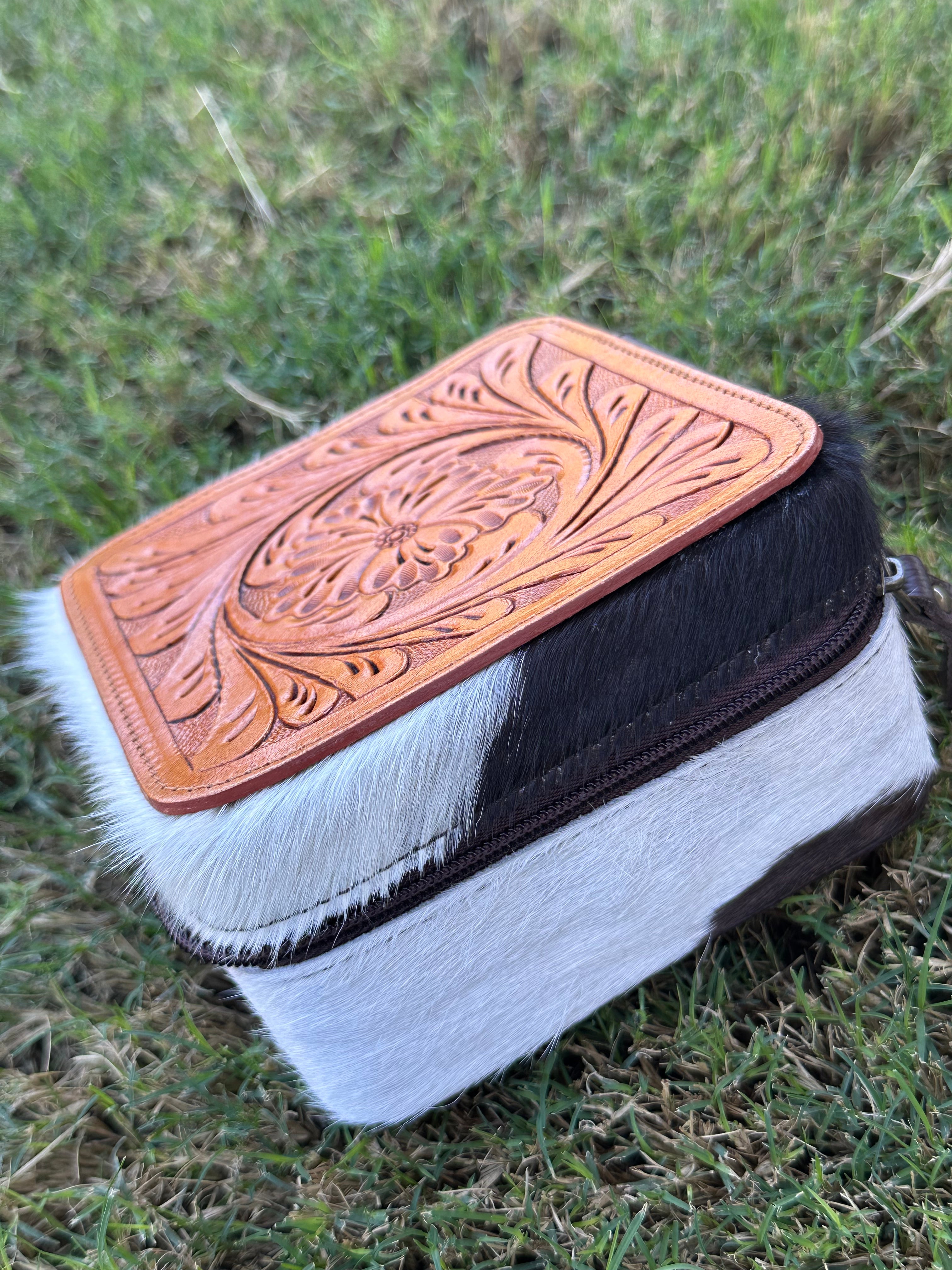 Genuine Tooled Leather Cowhide Jewelry Box