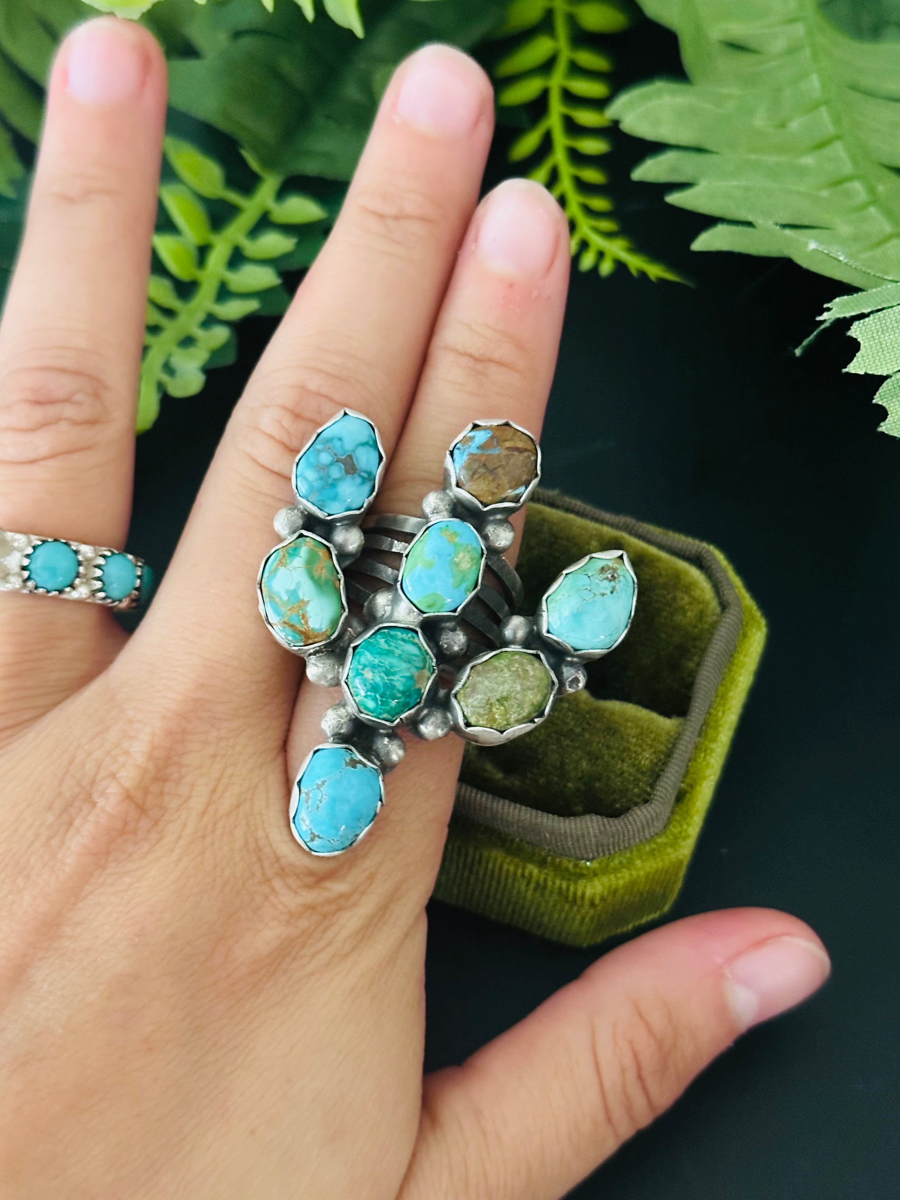 Lorenzo Juan Mixed Turquoise & Sterling Silver Adjustable Ring