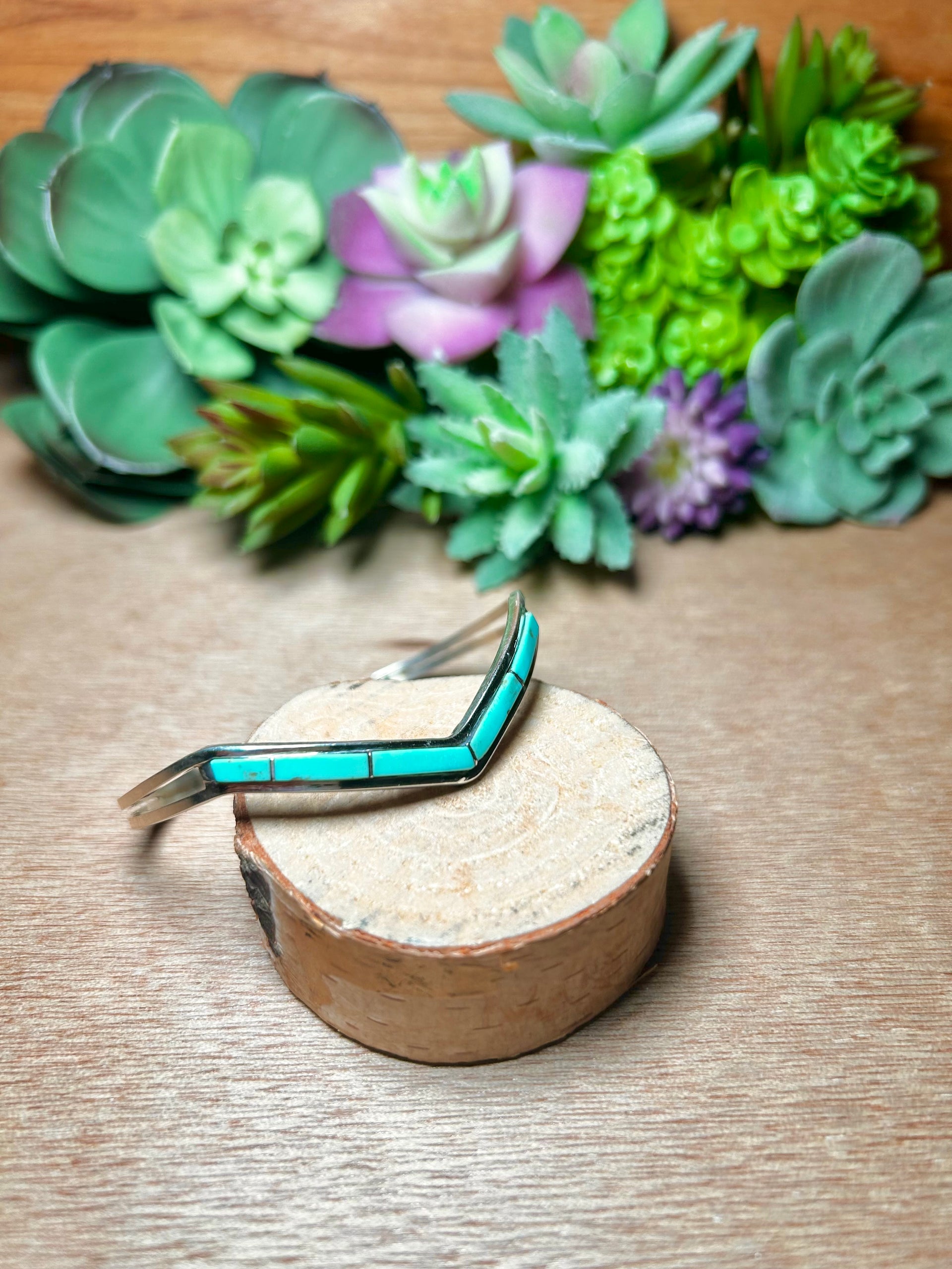 Navajo Made Kingman Turquoise & Sterling Silver Cuff Bracelet