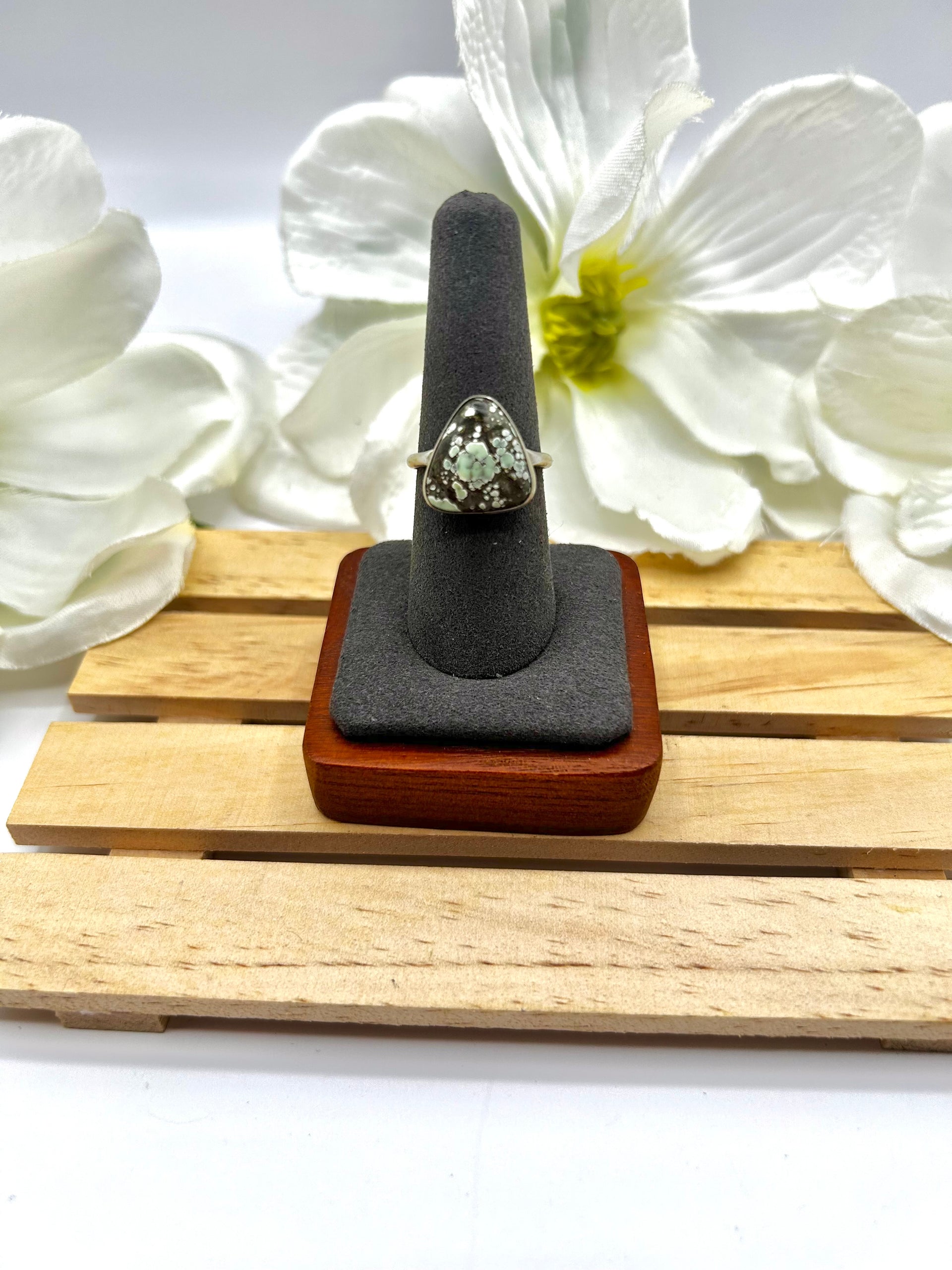 Navajo Made New Lander Variscite & Sterling Silver Ring Size 9.25