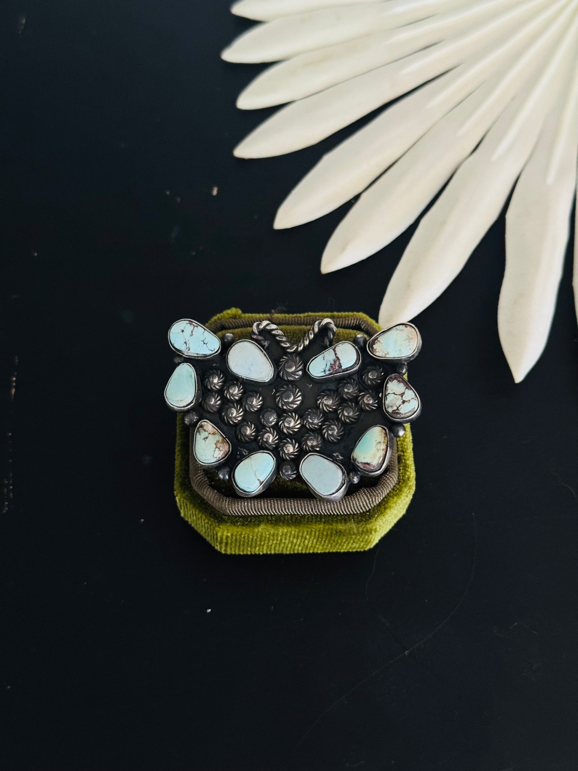 Zachariah David Golden Hills Turquoise & Sterling Silver Adjustable Butterfly Cluster Ring