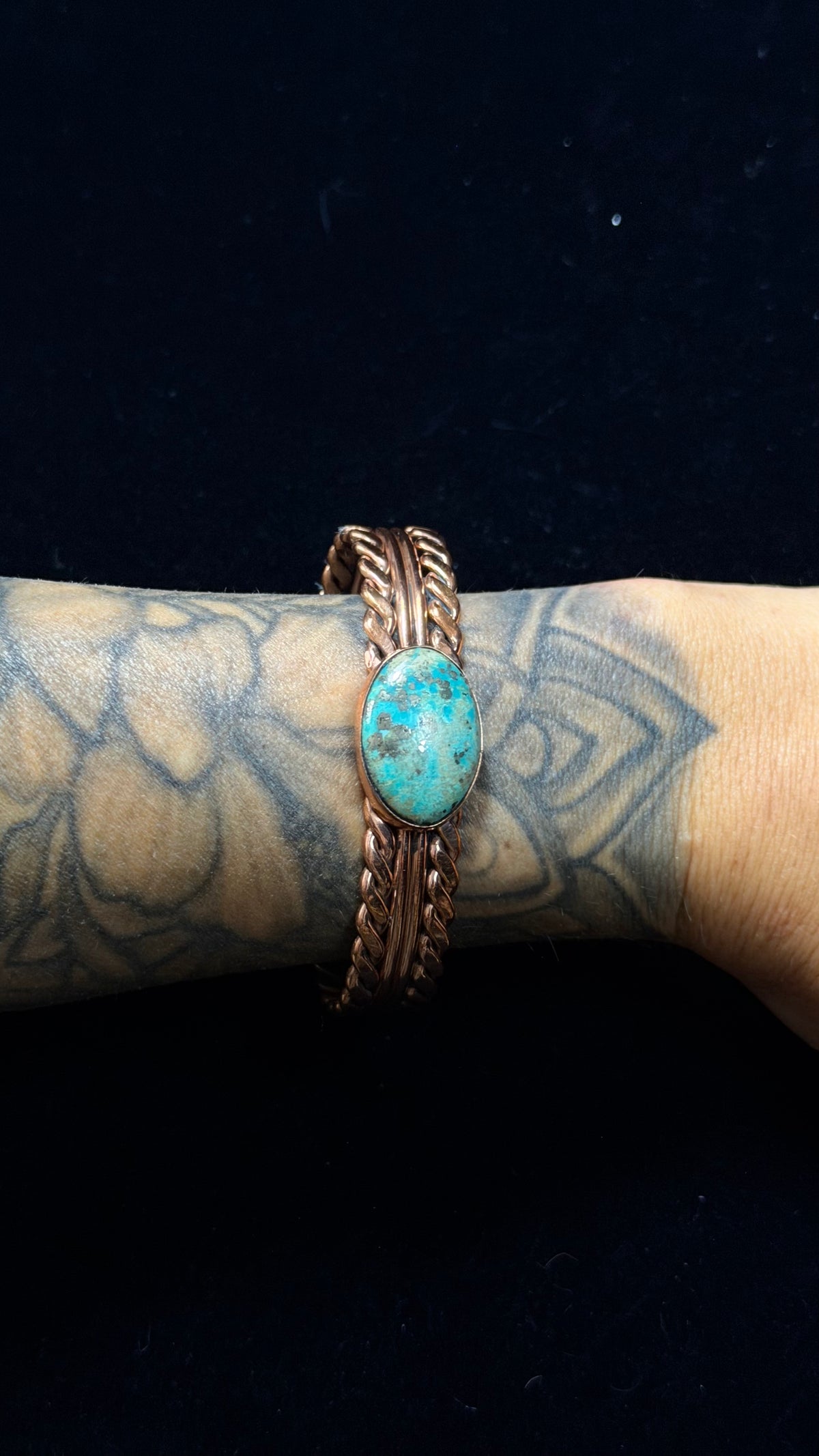 Navajo Made Kingman Turquoise & Copper Cuff Bracelet