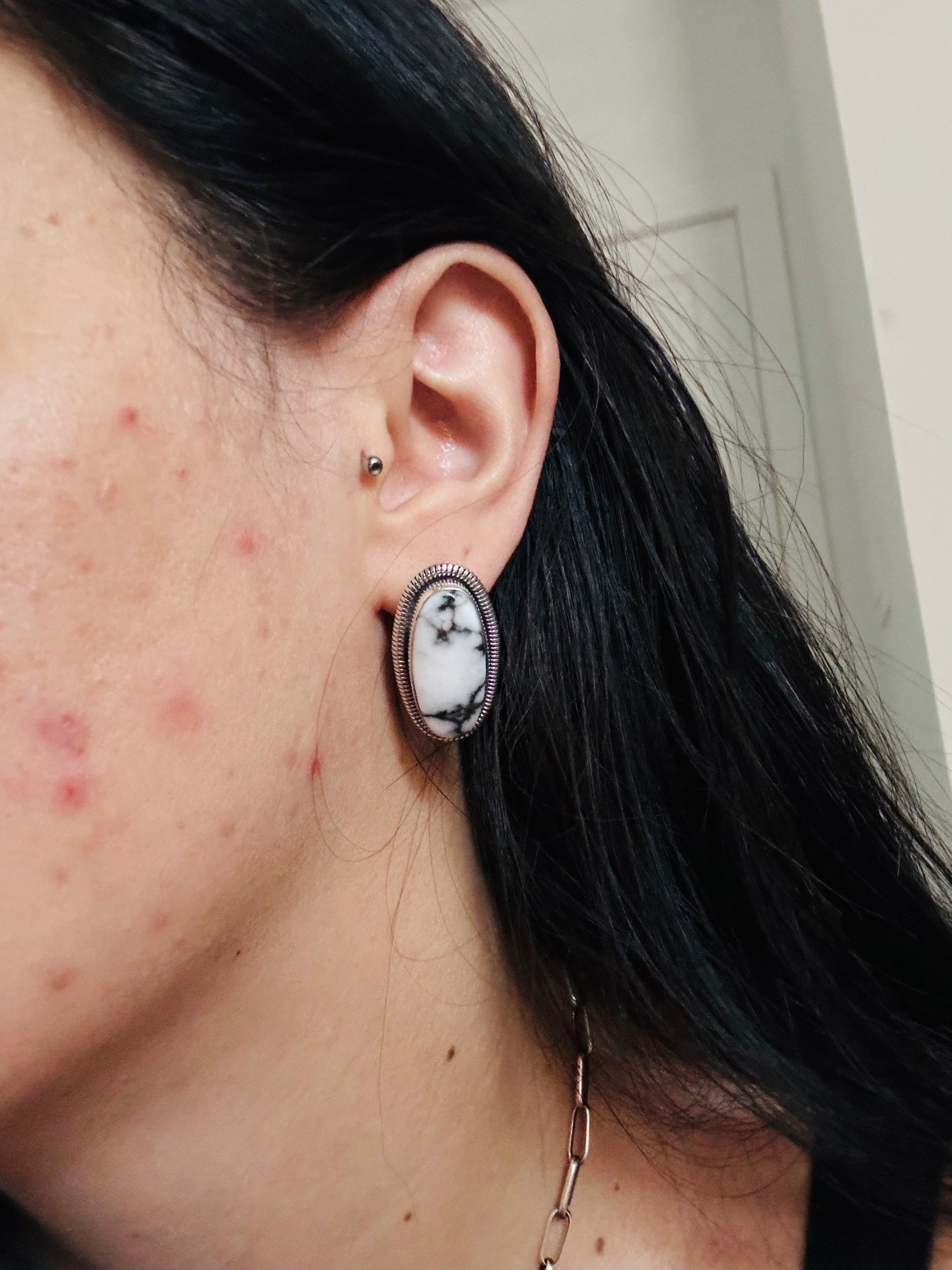 Wydelle Billie White Buffalo & Sterling Silver Post Earrings