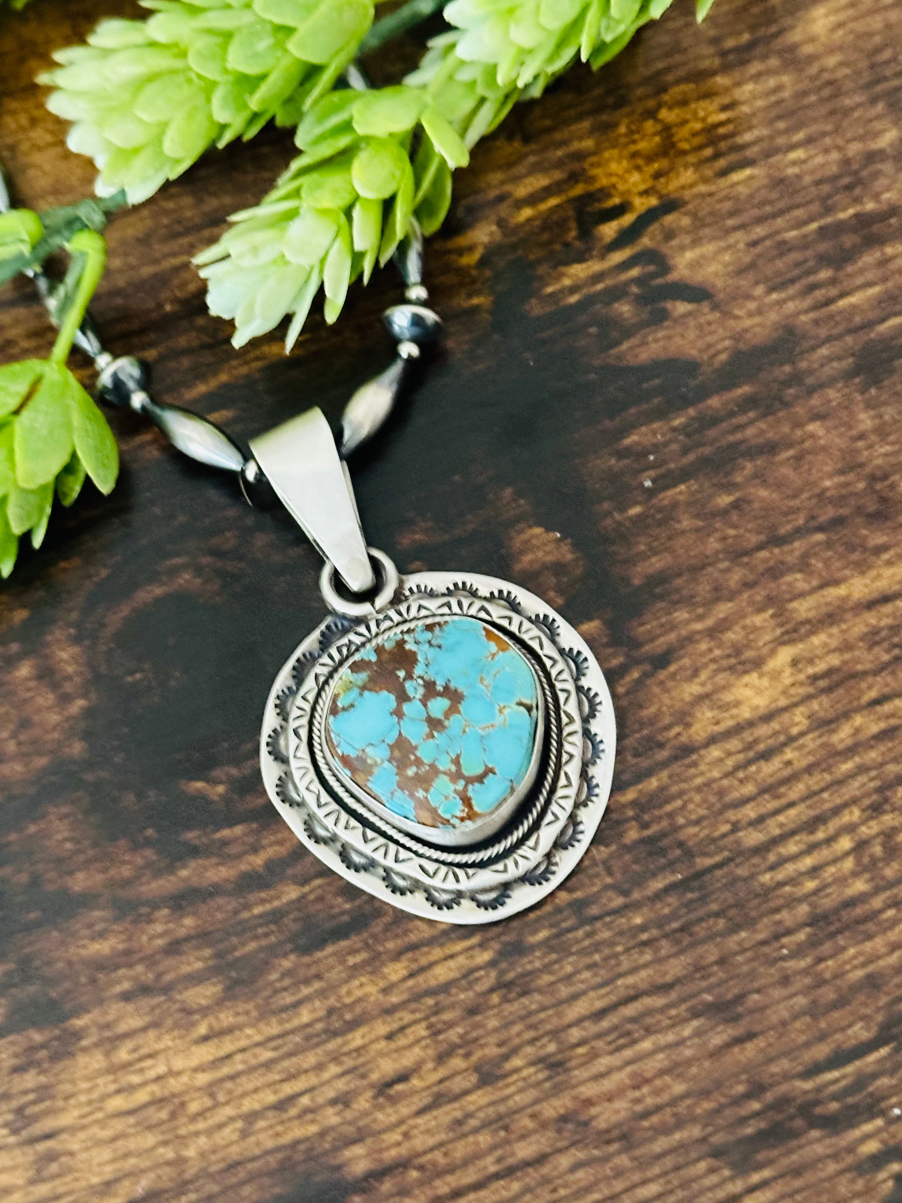 Navajo Natural Royston Turquoise & Sterling Silver Pendant