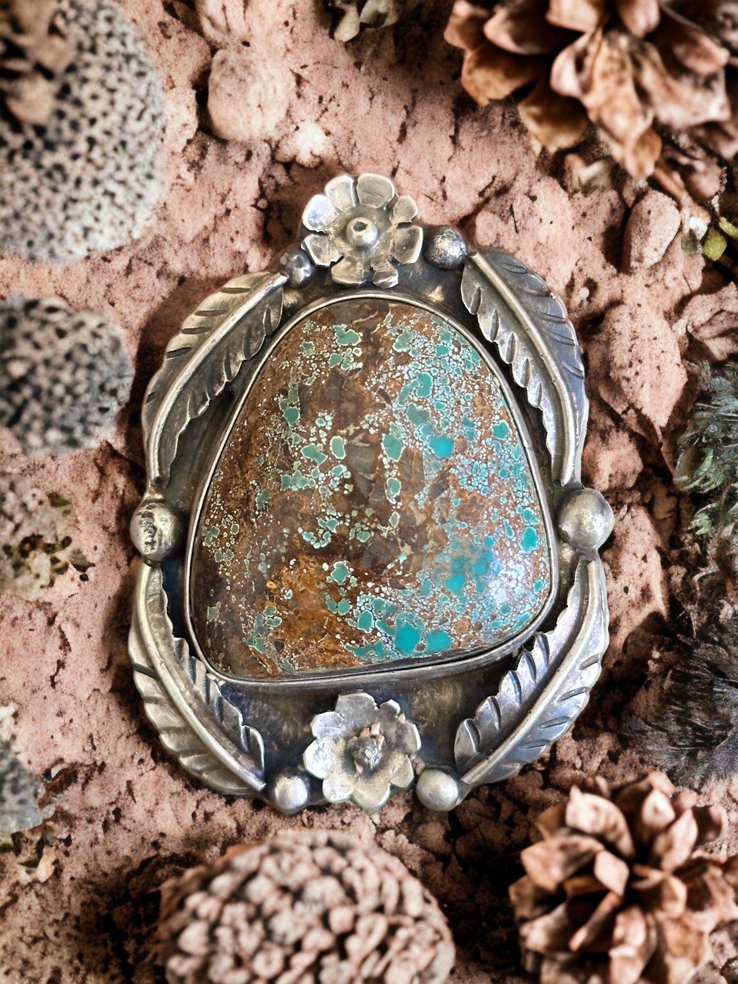Navajo Made Natural Royston Turquoise and Sterling Silver Ring Size 8.25