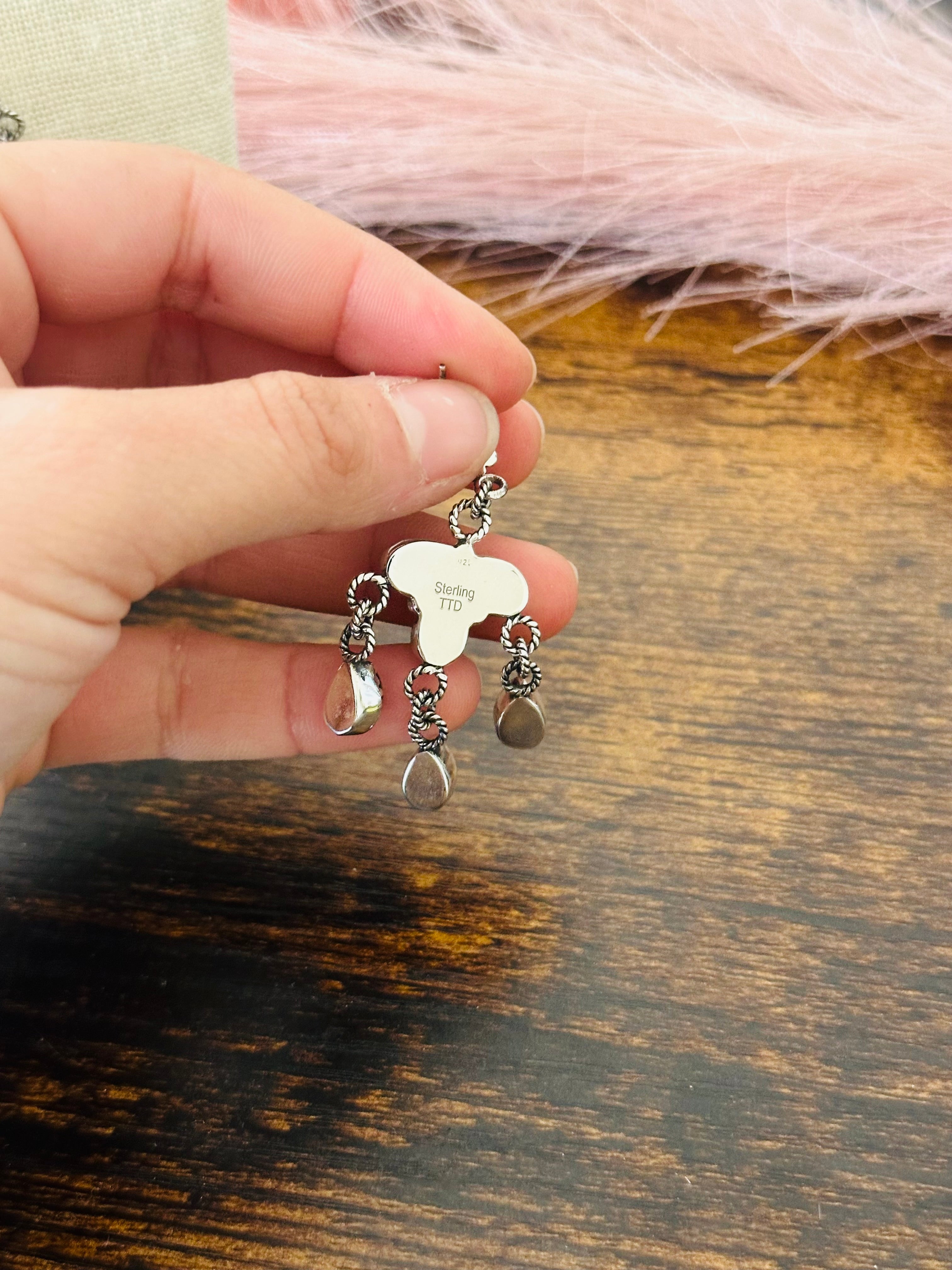 Southwest Handmade Wild Horse & Sterling Silver Post Dangle Earrings