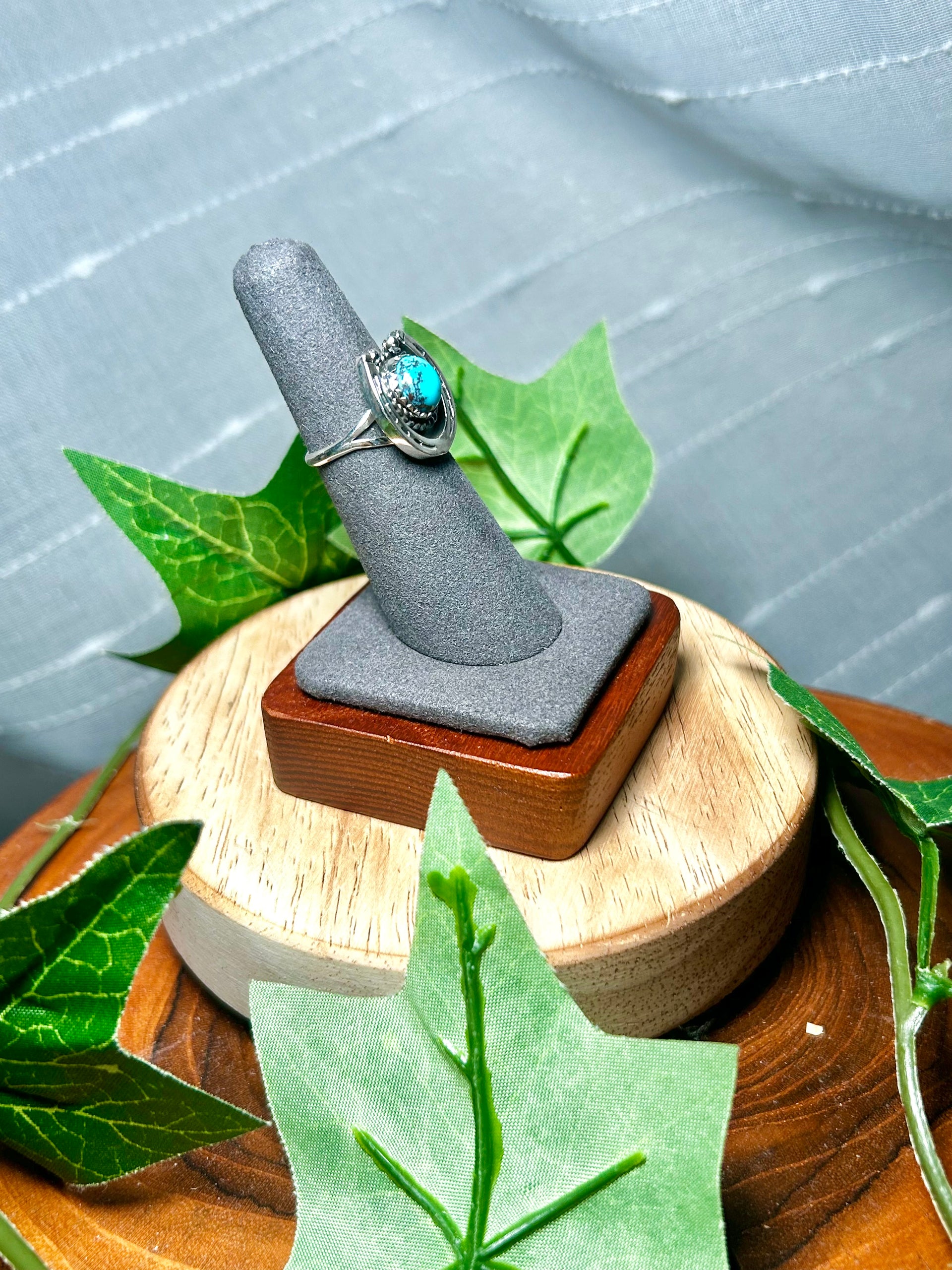 Navajo Made Kingman Turquoise & Sterling Silver Ring