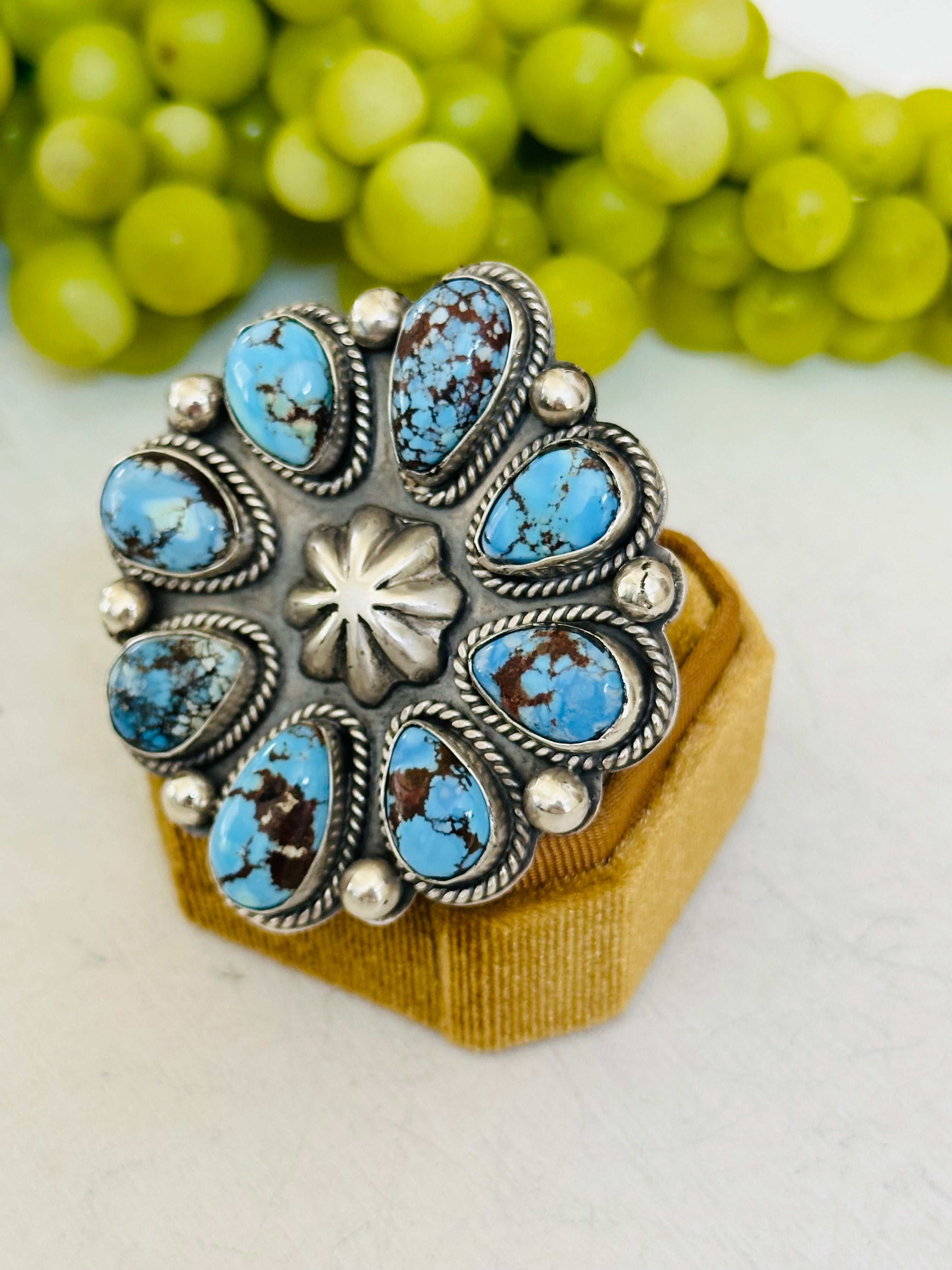 Thompson Piaso Golden Hills Turquoise & Sterling Silver Adjustable Cluster Ring