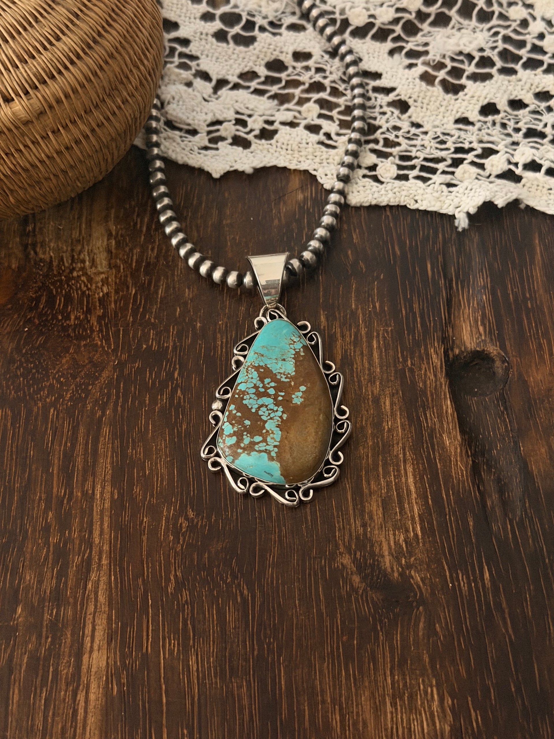 Navajo Made Mine 8 Turquoise & Sterling Silver Pendant