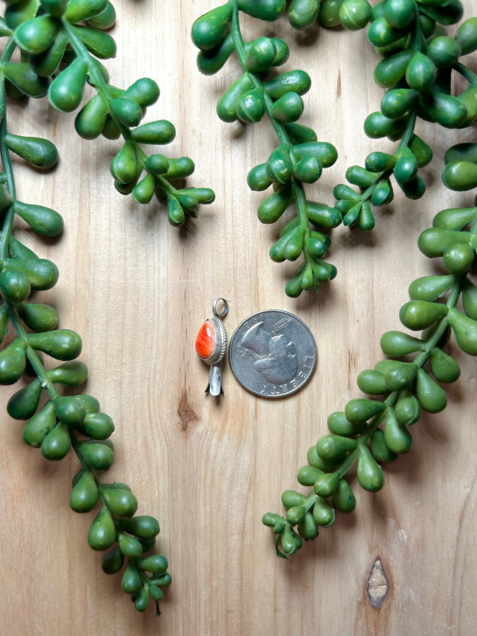 Navajo Made Spiny Oyster & Sterling Silver Pendant