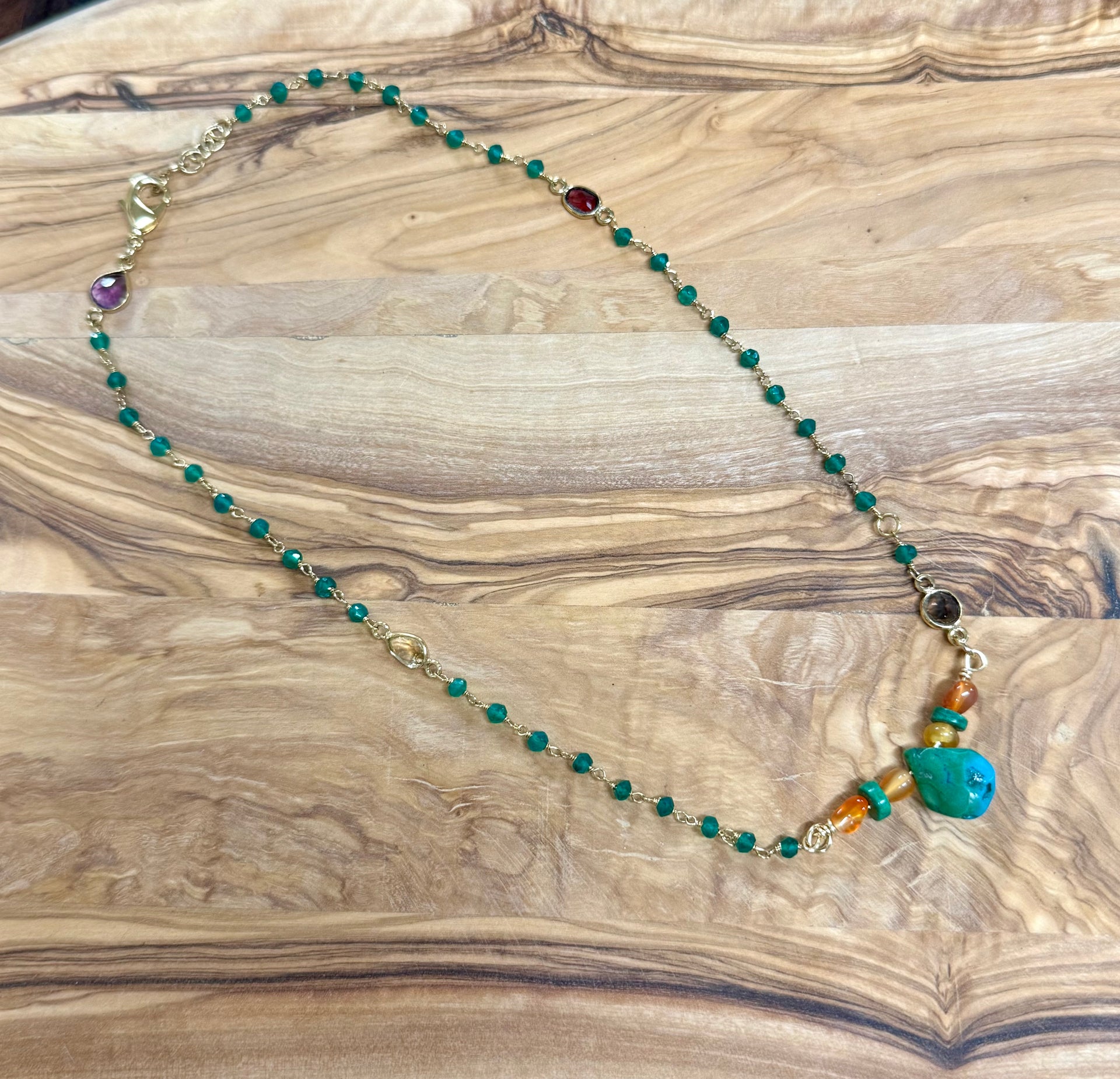 Eileen Quezada Kingman Turquoise & 24k Gold Plated Sterling Silver Necklace