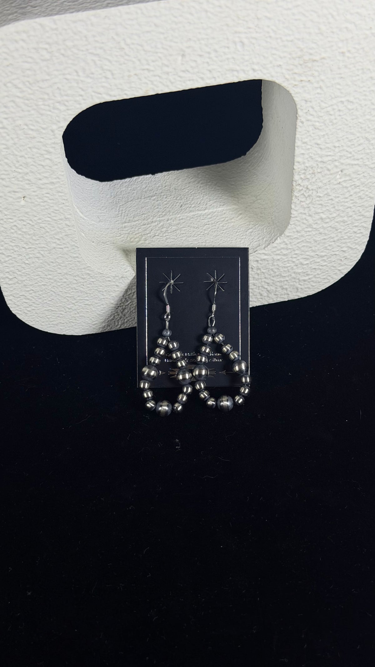 Navajo Strung Sterling Silver Machine Made Pearl Dangle Earrings