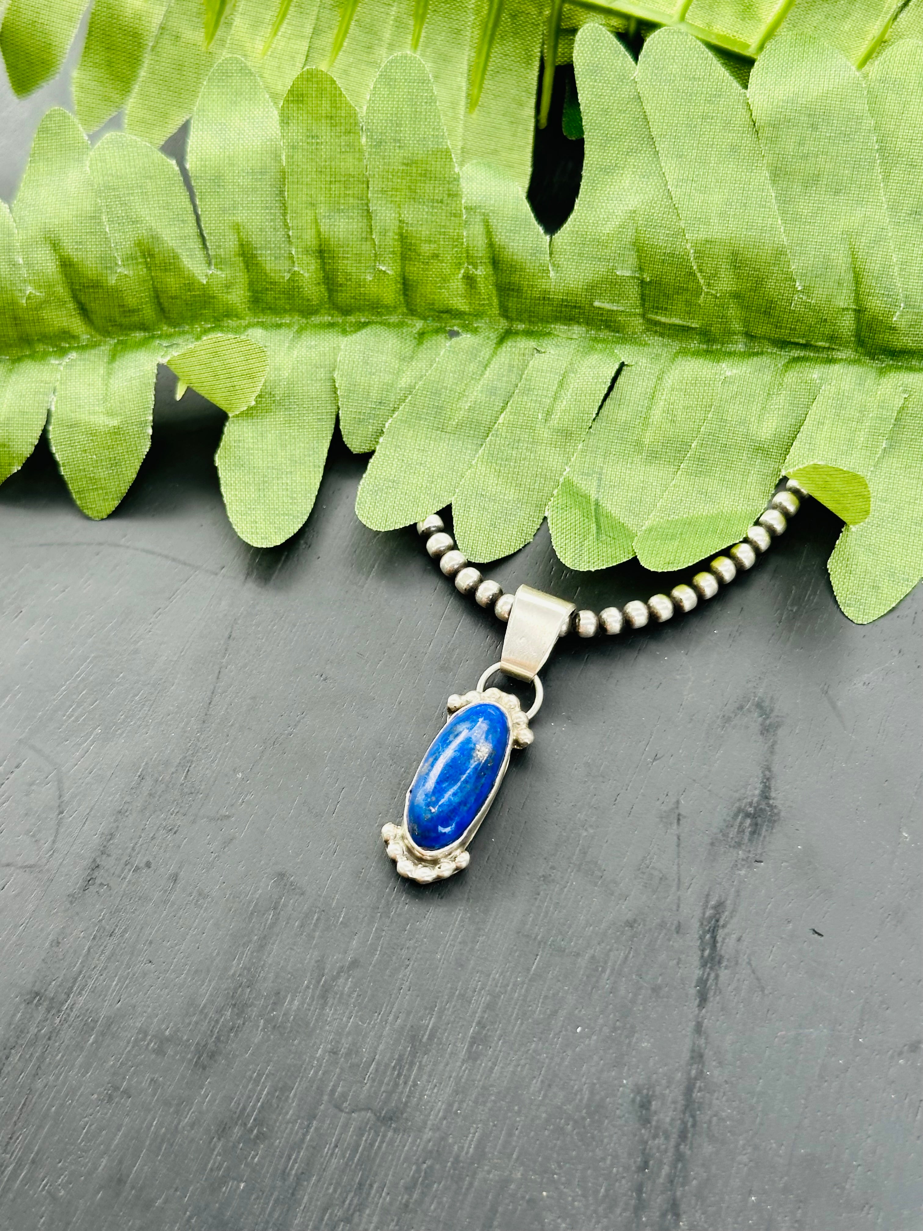 Navajo Made Lapis & Sterling Silver Pendant