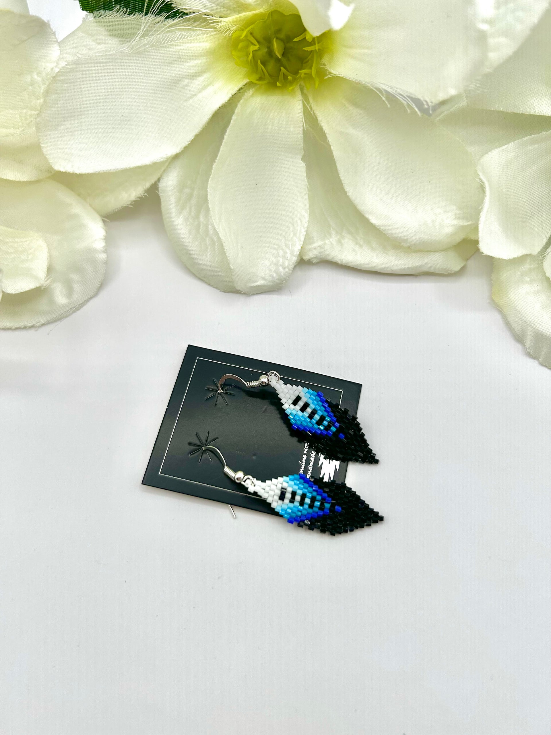 Navajo Made Beaded & Sterling Silver Hook Earrings