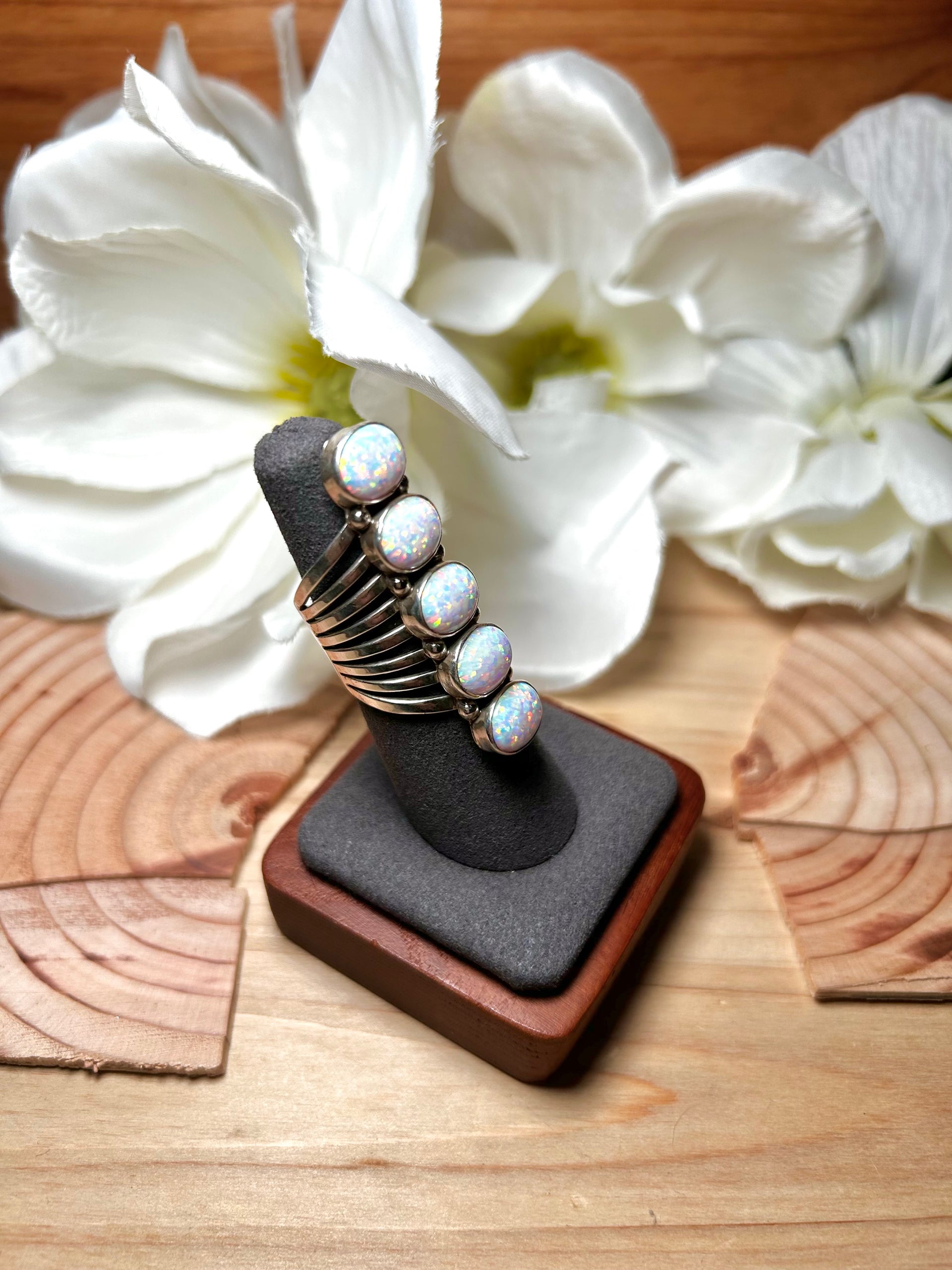 Navajo Made Opal & Sterling Silver Ring Size 6
