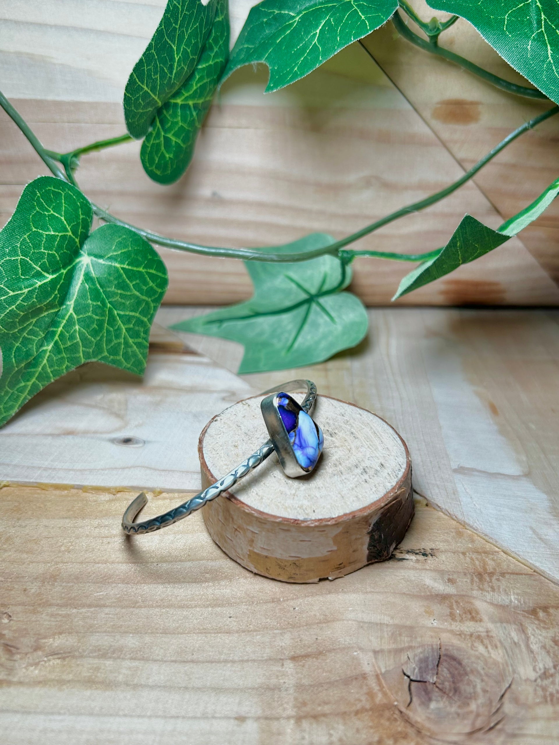 Navajo Made Purple Mohave Turquoise & Sterling Silver Cuff Bracelet