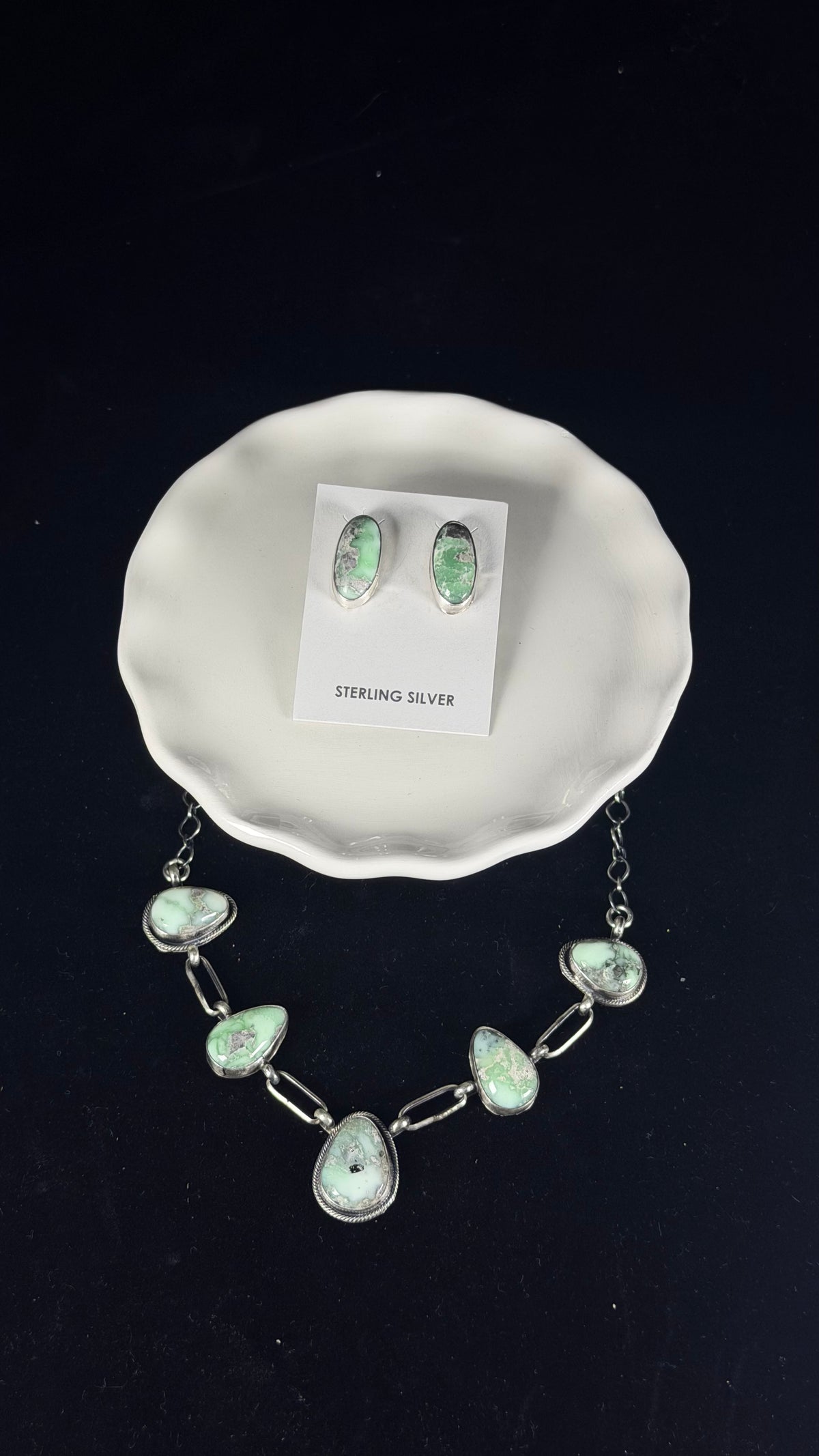 Myra Benally Paloma Variscite & Sterling Silver Necklace Set