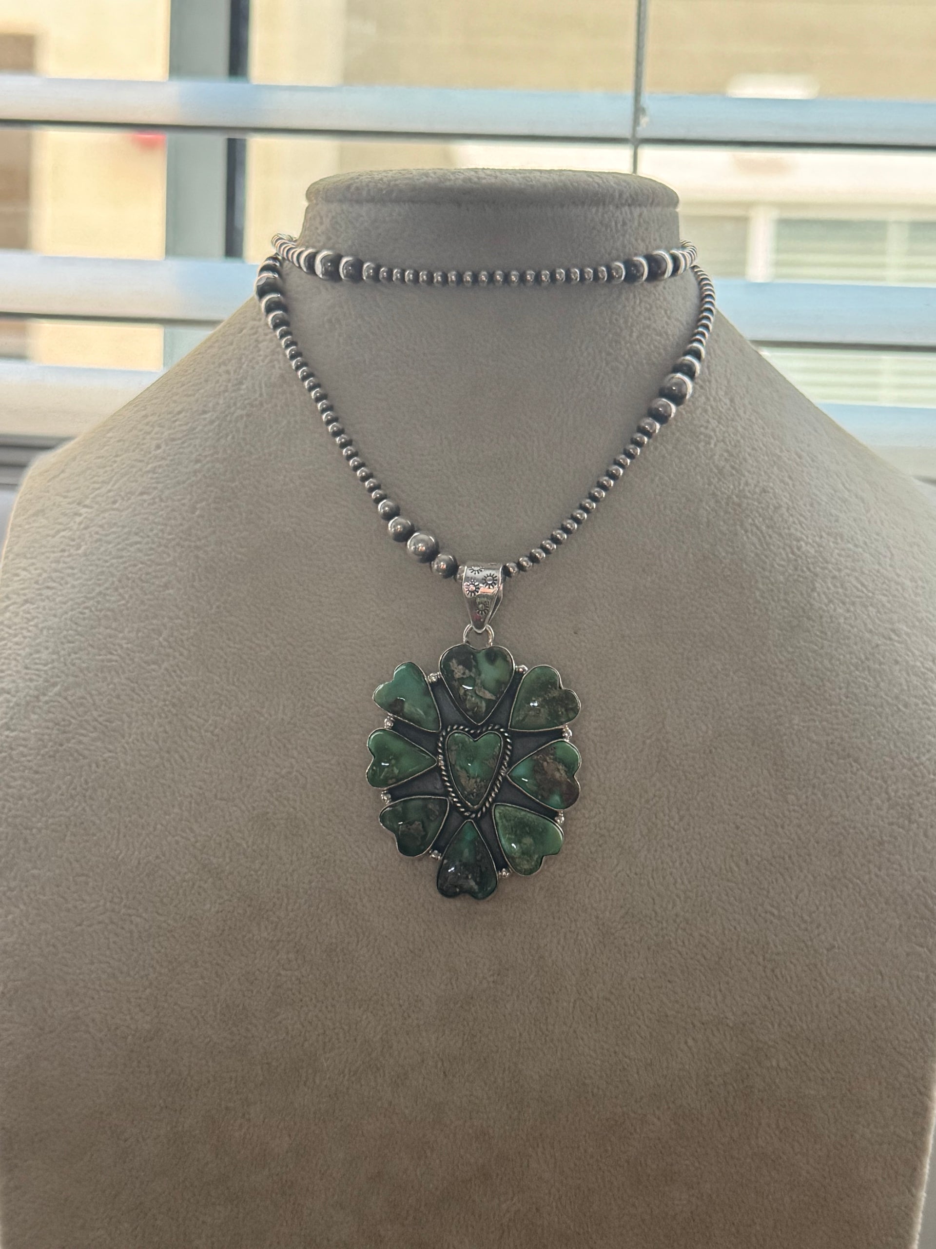 Southwest Handmade Sonoran Mountain Turquoise & Sterling Silver Pendant