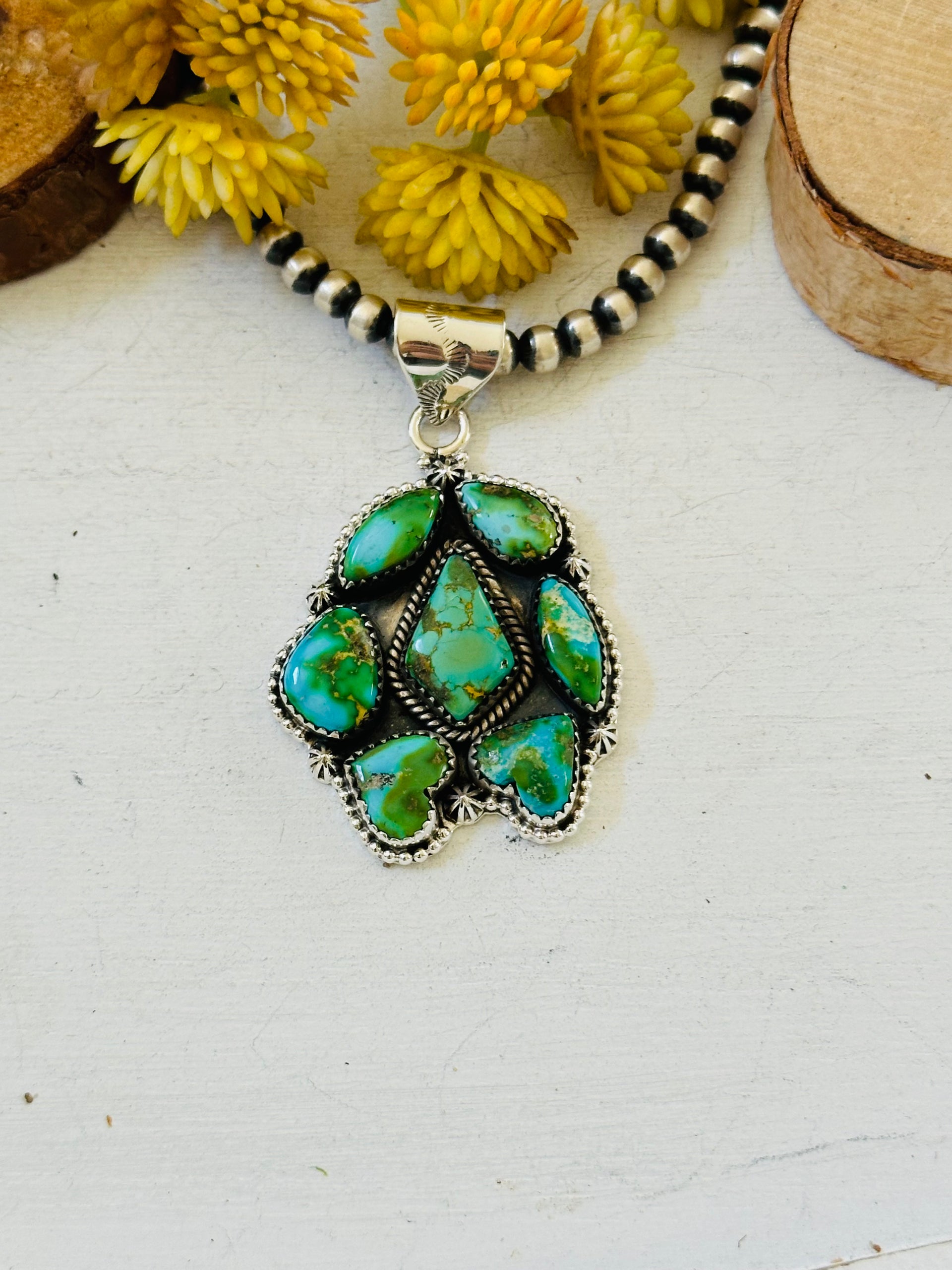 Southwest Handmade Sonoran Mountain Turquoise & Sterling Silver Pendant