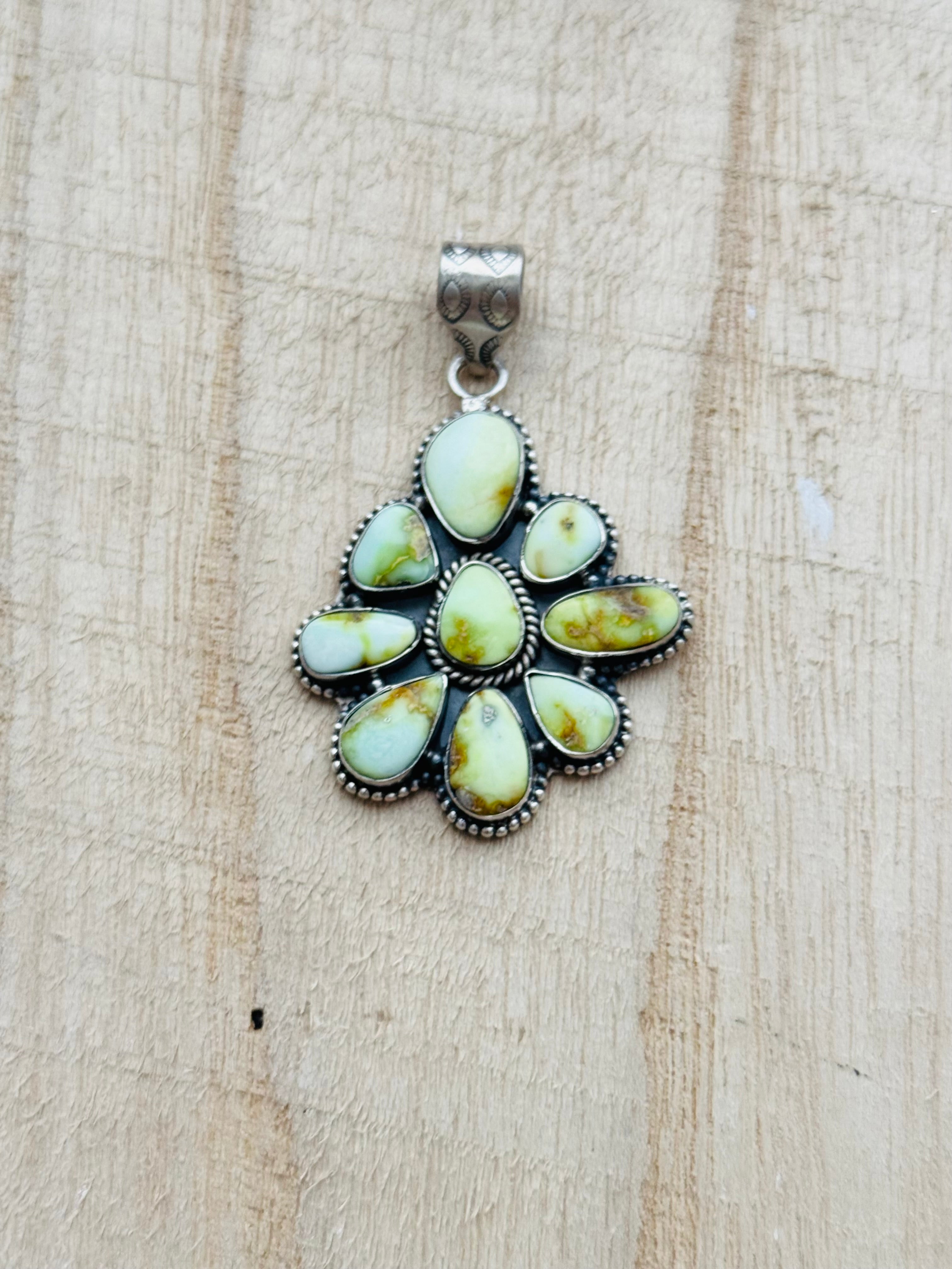 Southwest Handmade Palomino Variscite & Sterling Silver Pendant