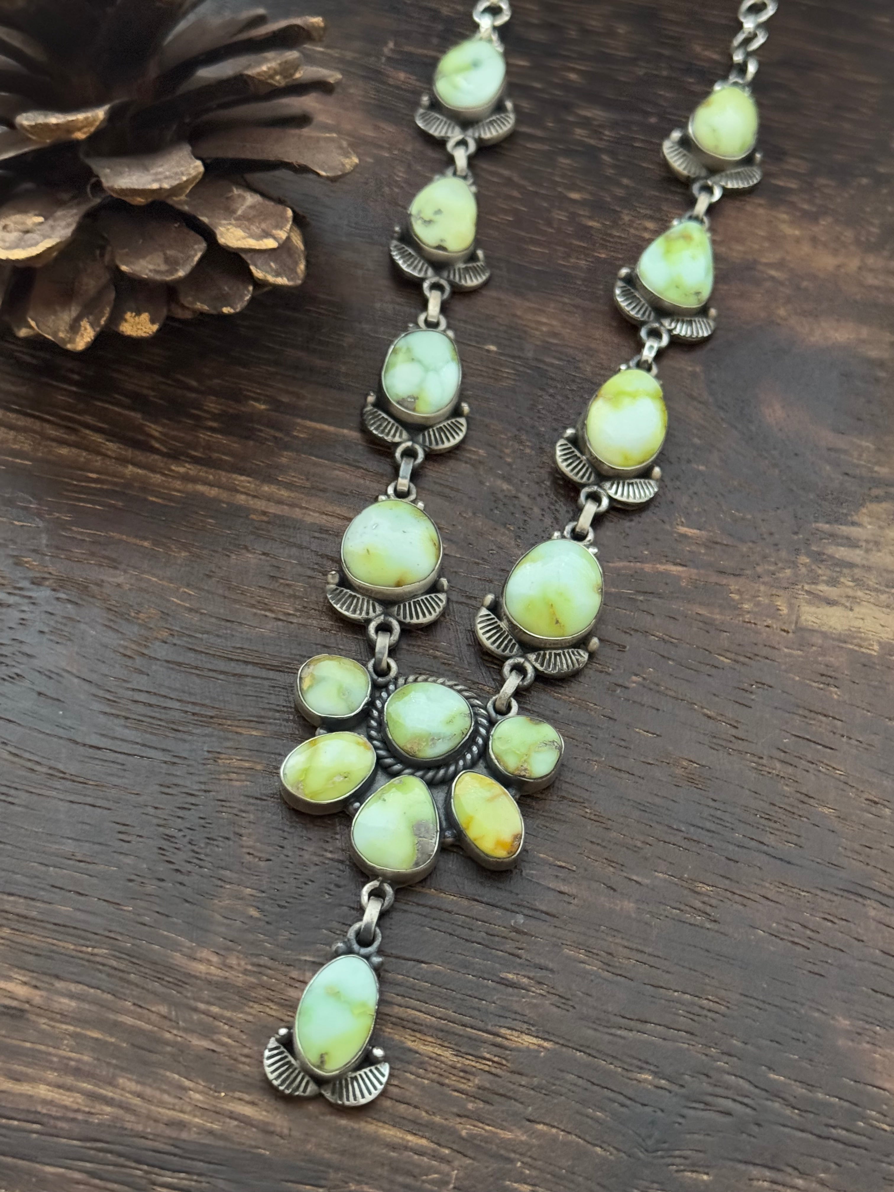 TTD Palomino Variscite & Sterling Silver Lariat Necklace