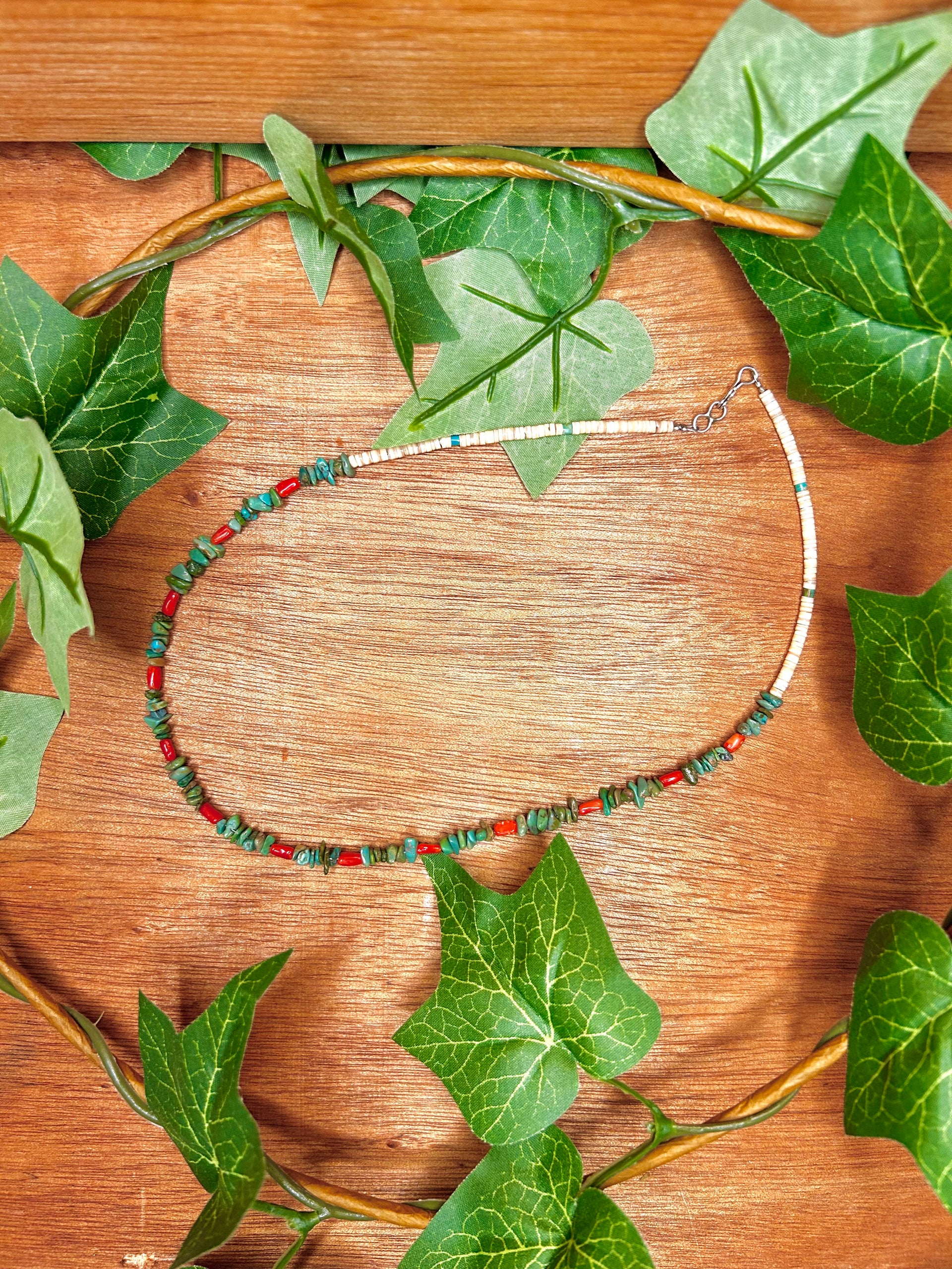 Navajo Strung Multi Stone Heishi Necklace