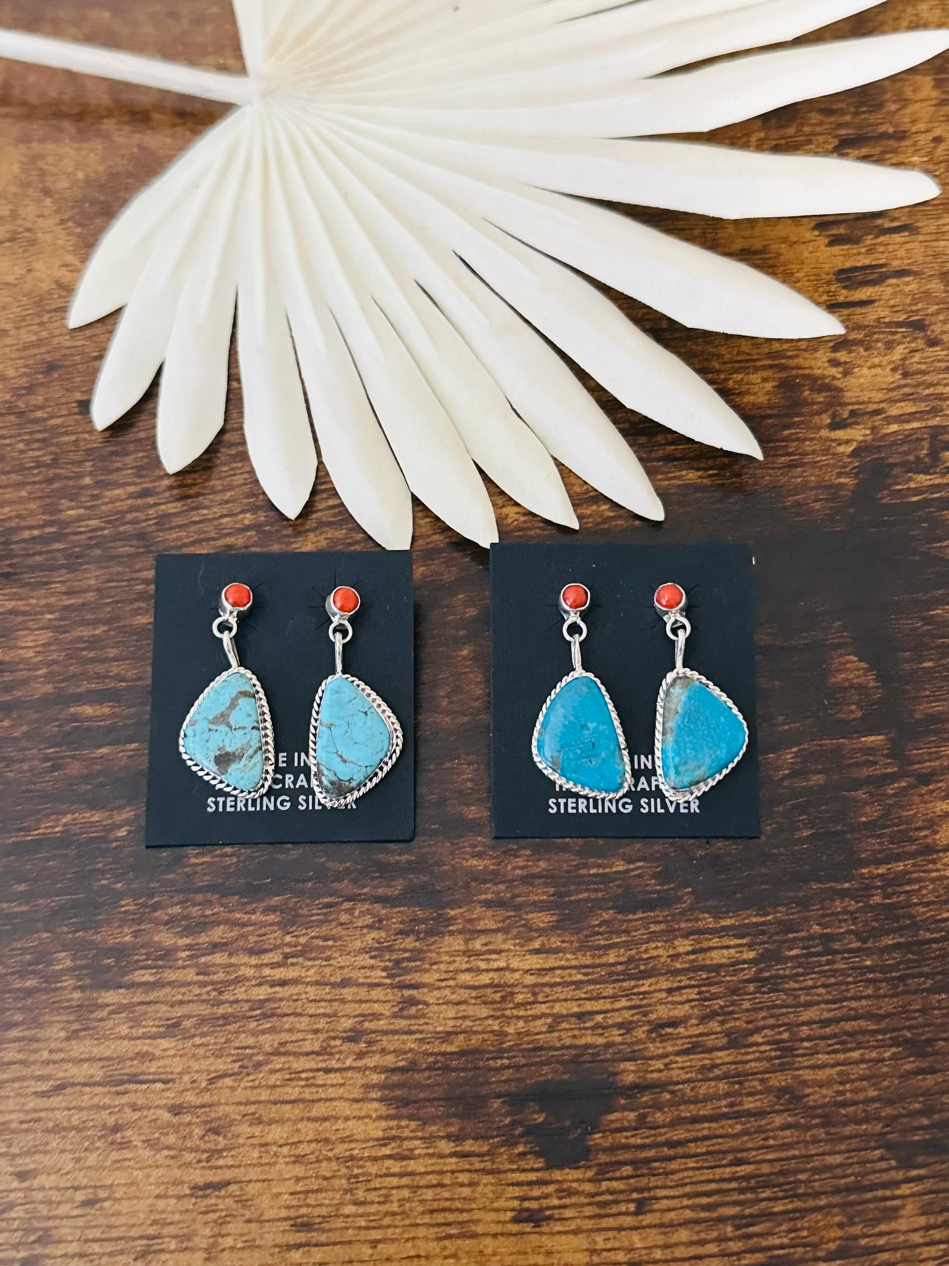 Navajo Made Multi Stone & Sterling Silver Post Dangle Earrings