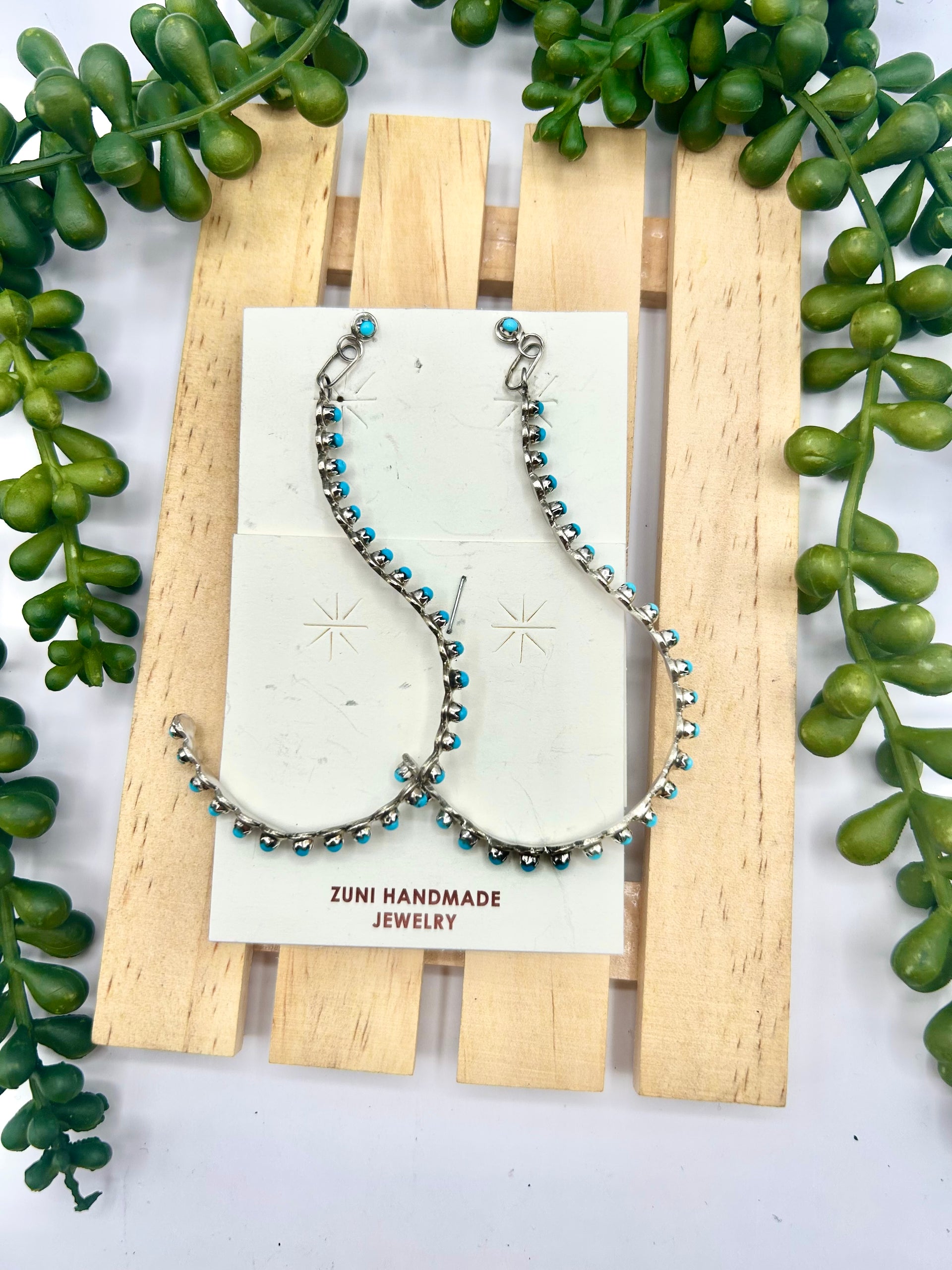 Zuni Made Kingman Turquoise & Sterling Silver Post Earrings