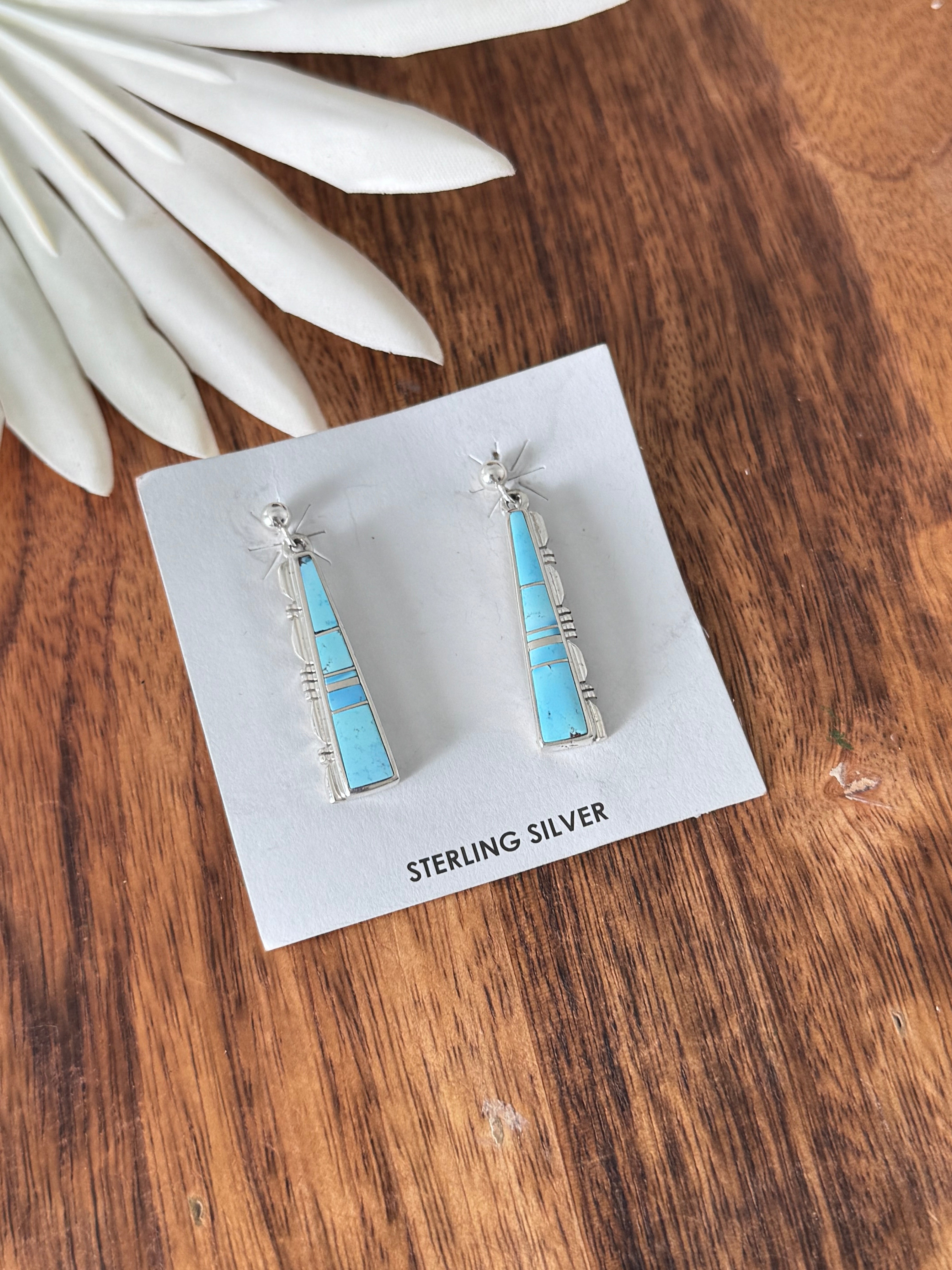 Rick Tolino Golden Hills Turquoise & Sterling Silver Post Dangle Inlay Earrings