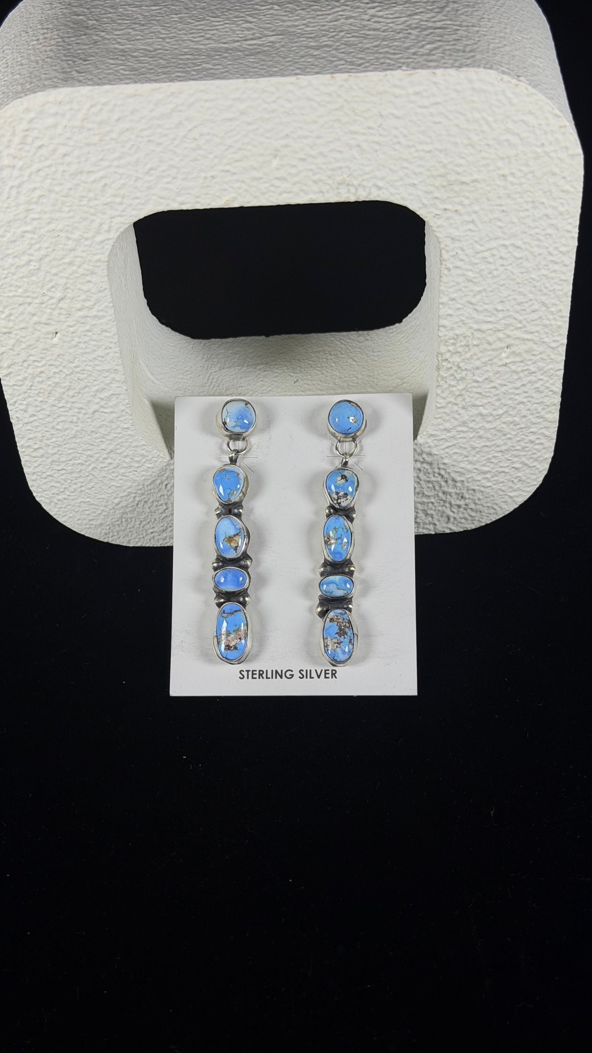 Ella Peters Golden Hills Turquoise & Sterling Silver Cluster Post Dangle Earrings