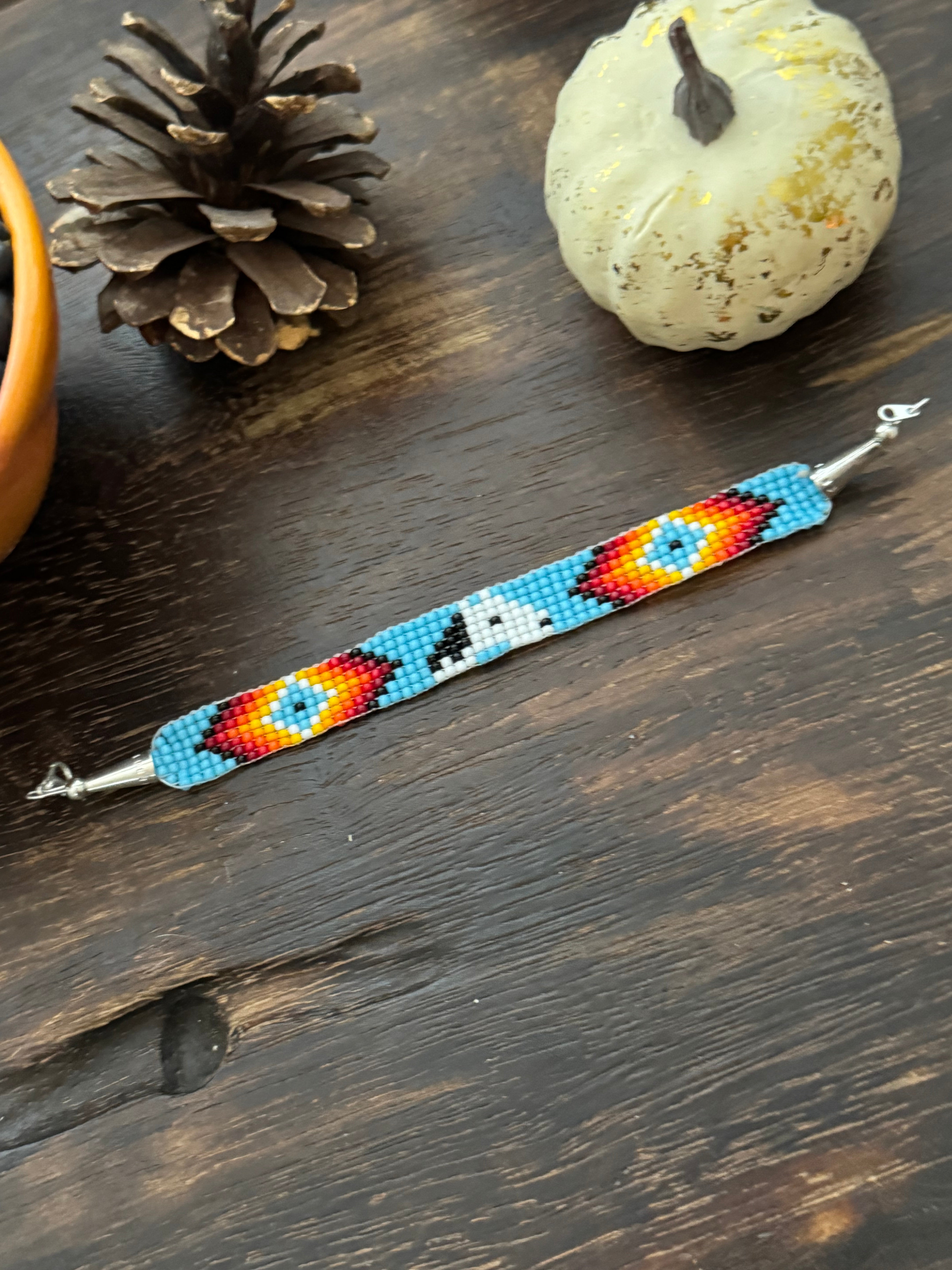 Navajo Strung Sterling Silver Beaded Bracelet