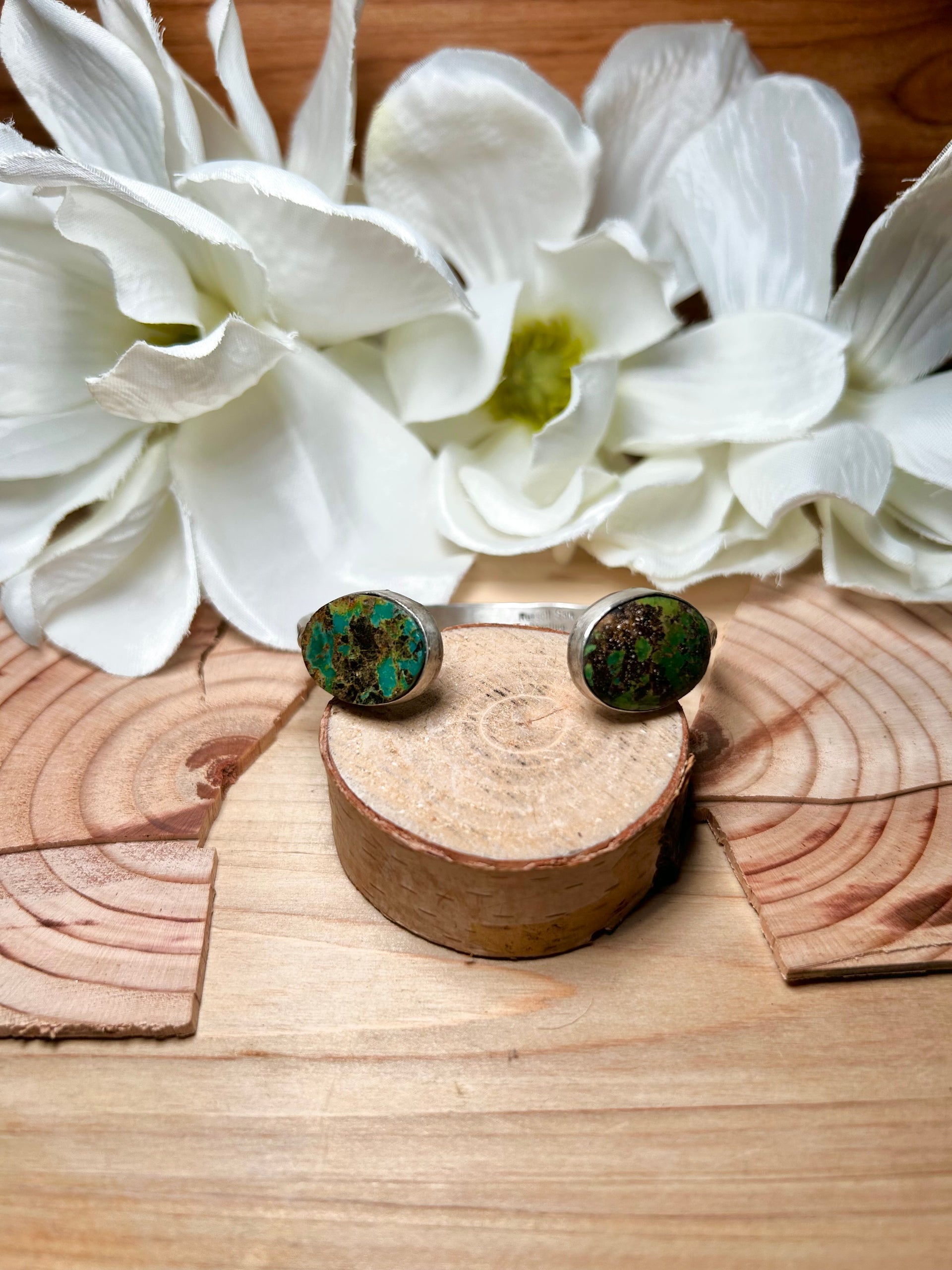 Navajo Made Kingman Turquoise & Sterling Silver Cuff Bracelet