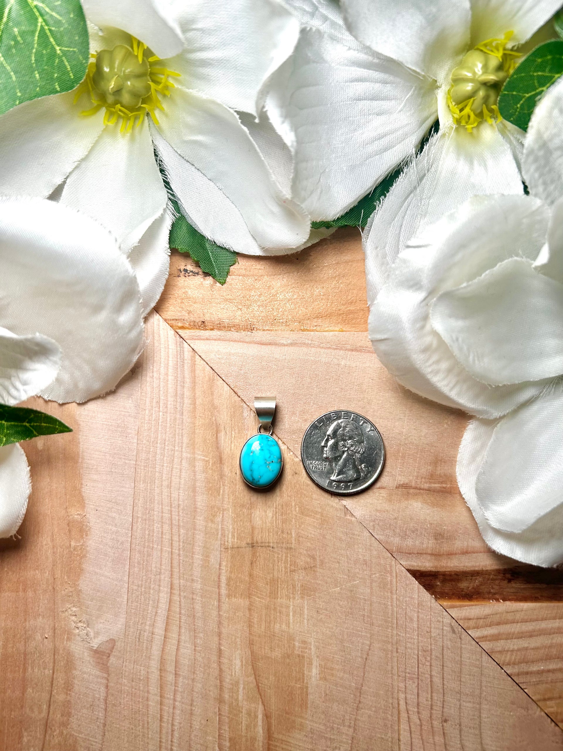 Navajo Made Blue Ridge Turquoise & Sterling Silver Pendant
