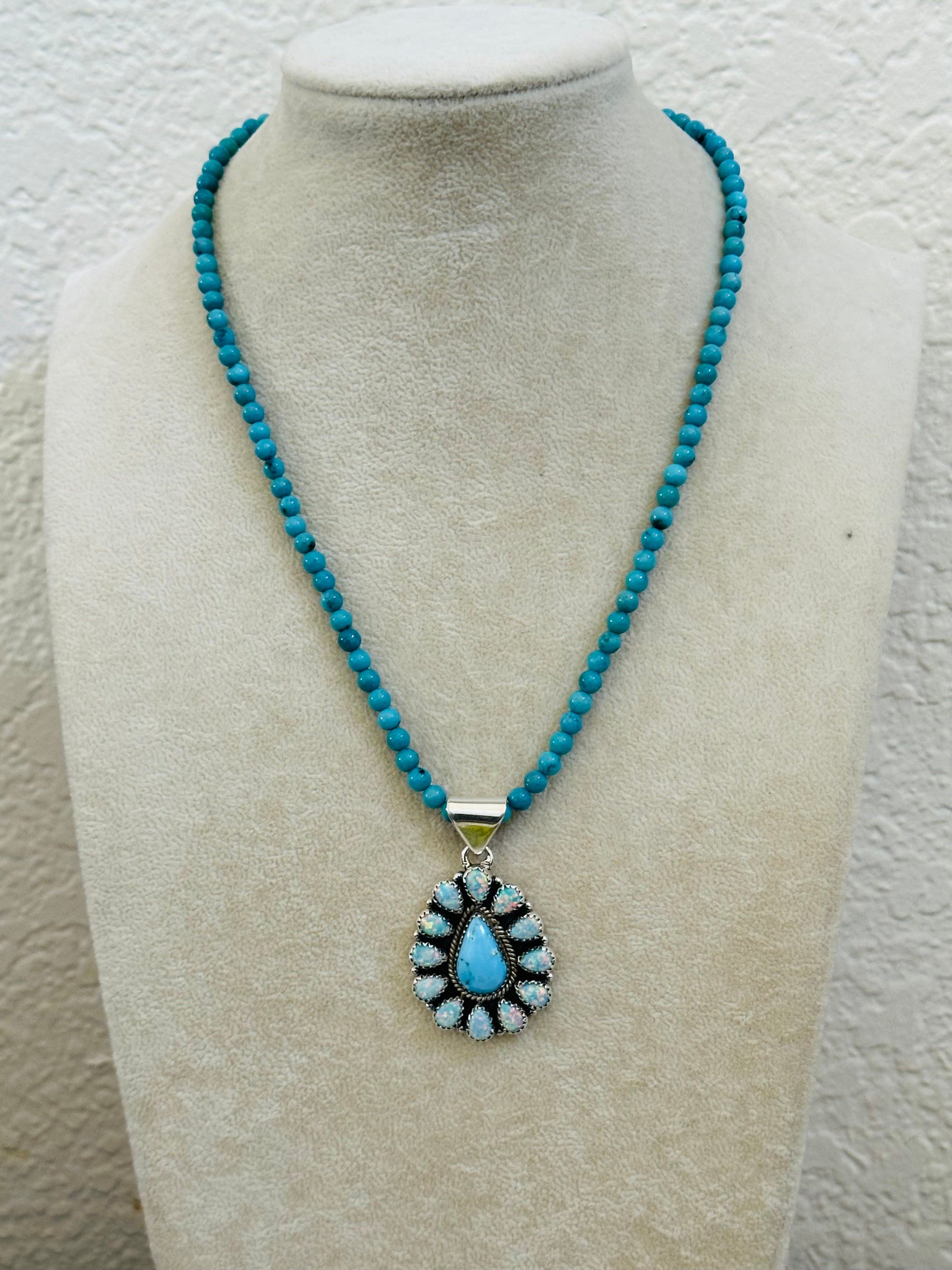 Southwest Handmade Multi Stone & Sterling Silver Cluster Pendant