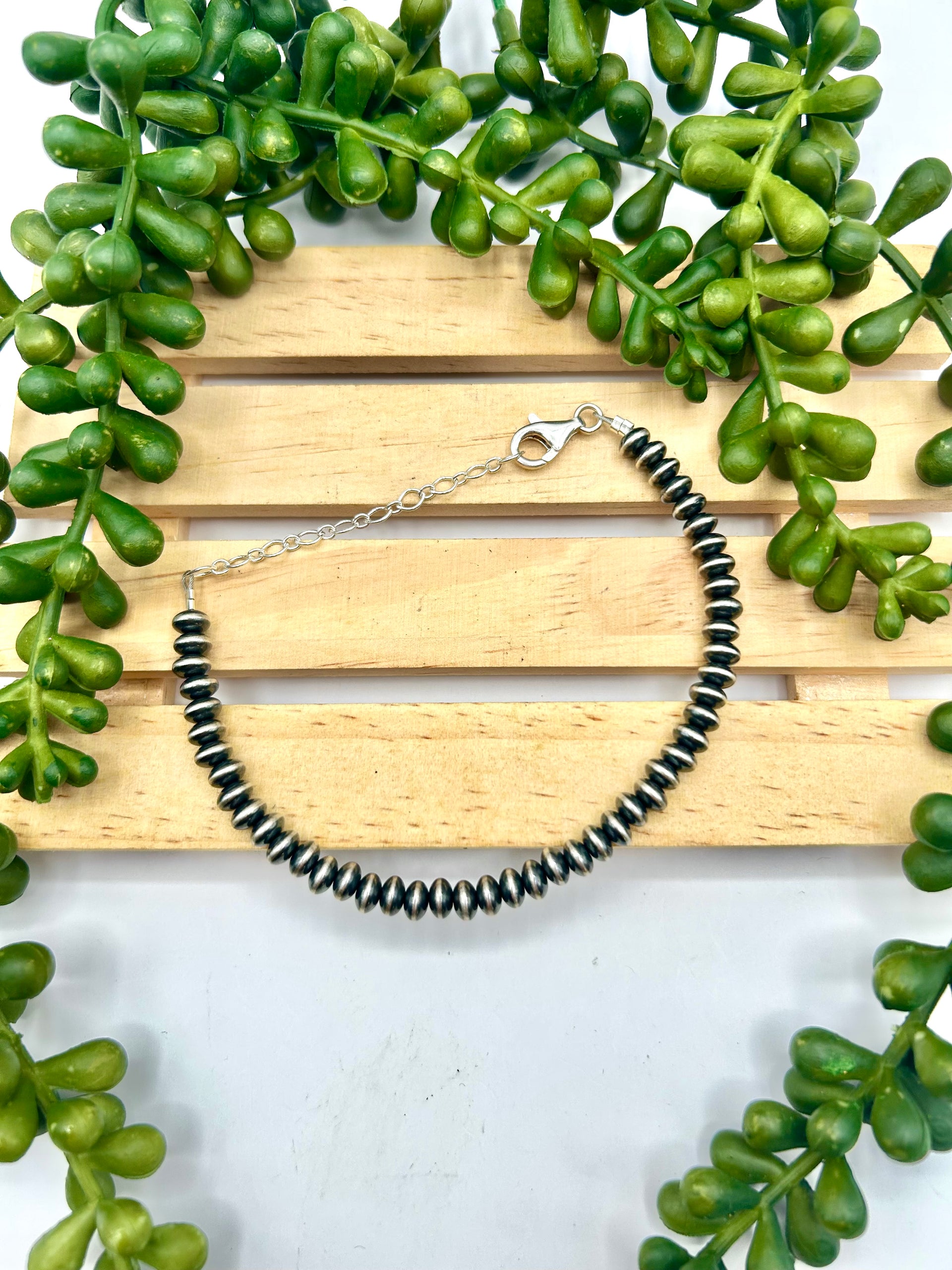 Navajo Made Strung Disc 5 MM Sterling Silver Link Bracelet