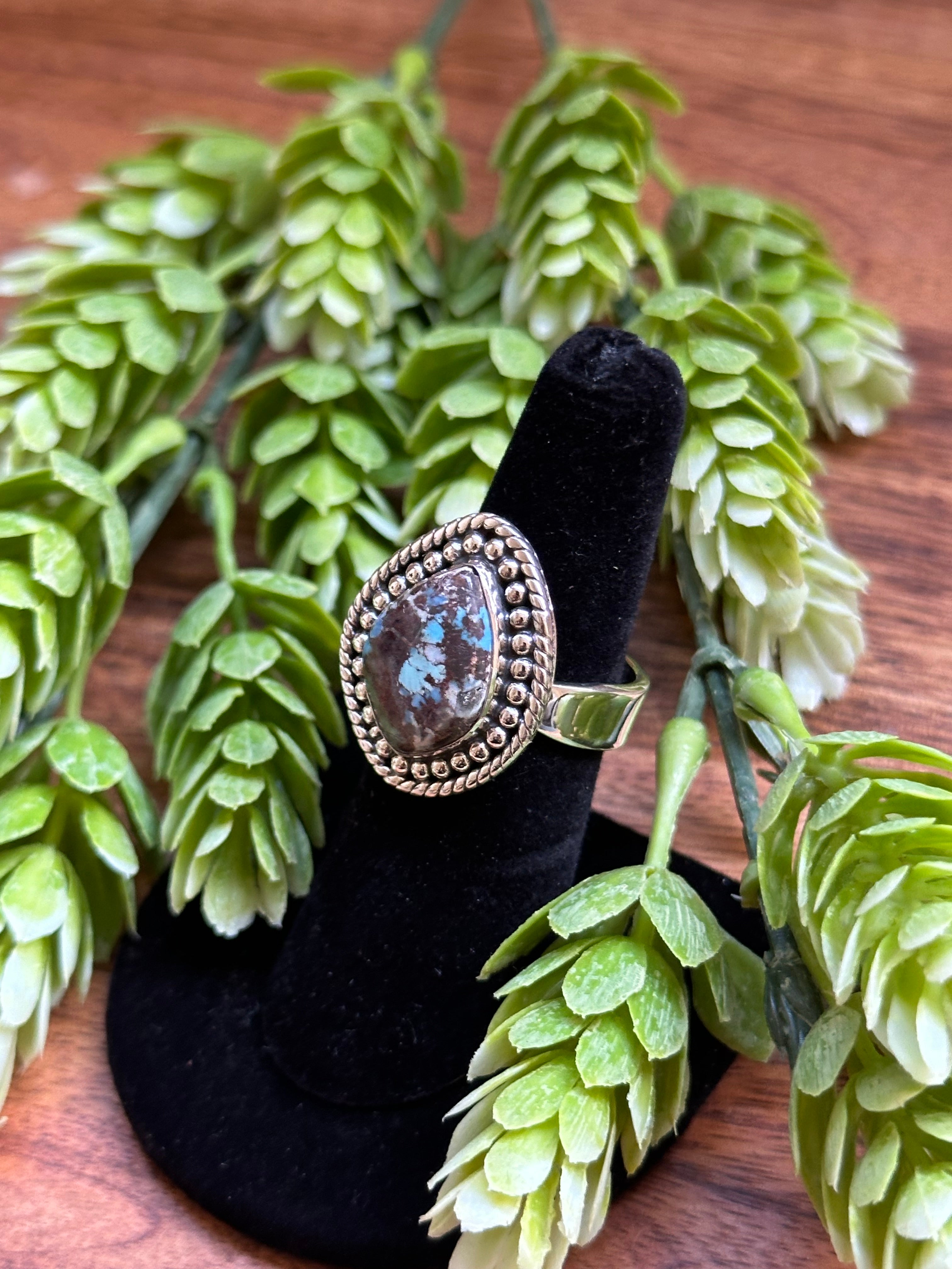 Southwest Handmade Golden Hills Turquoise & Sterling Silver Adjustable Ring