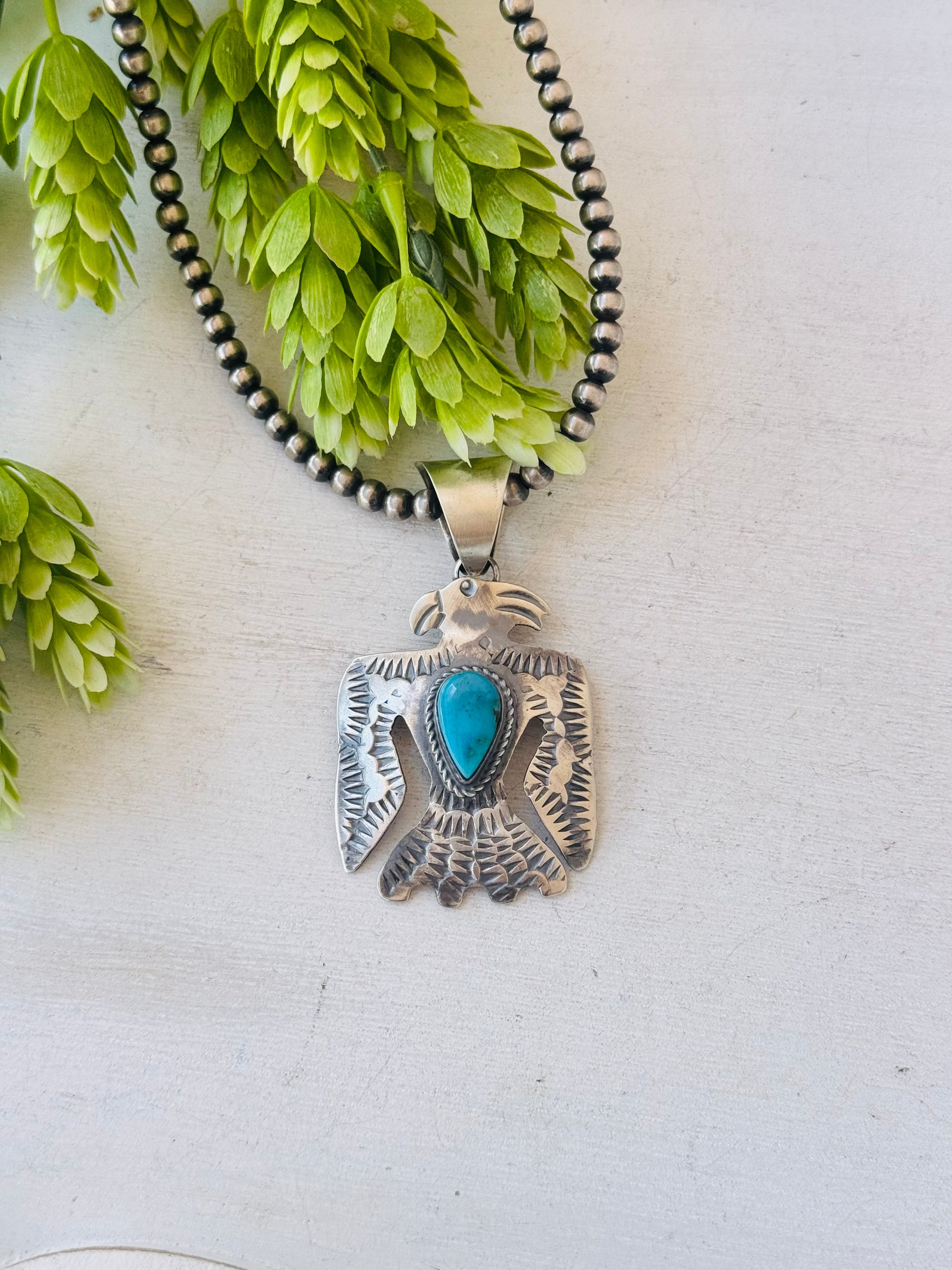 Chimney Butte Turquoise & Sterling Silver Thunderbird Pendant