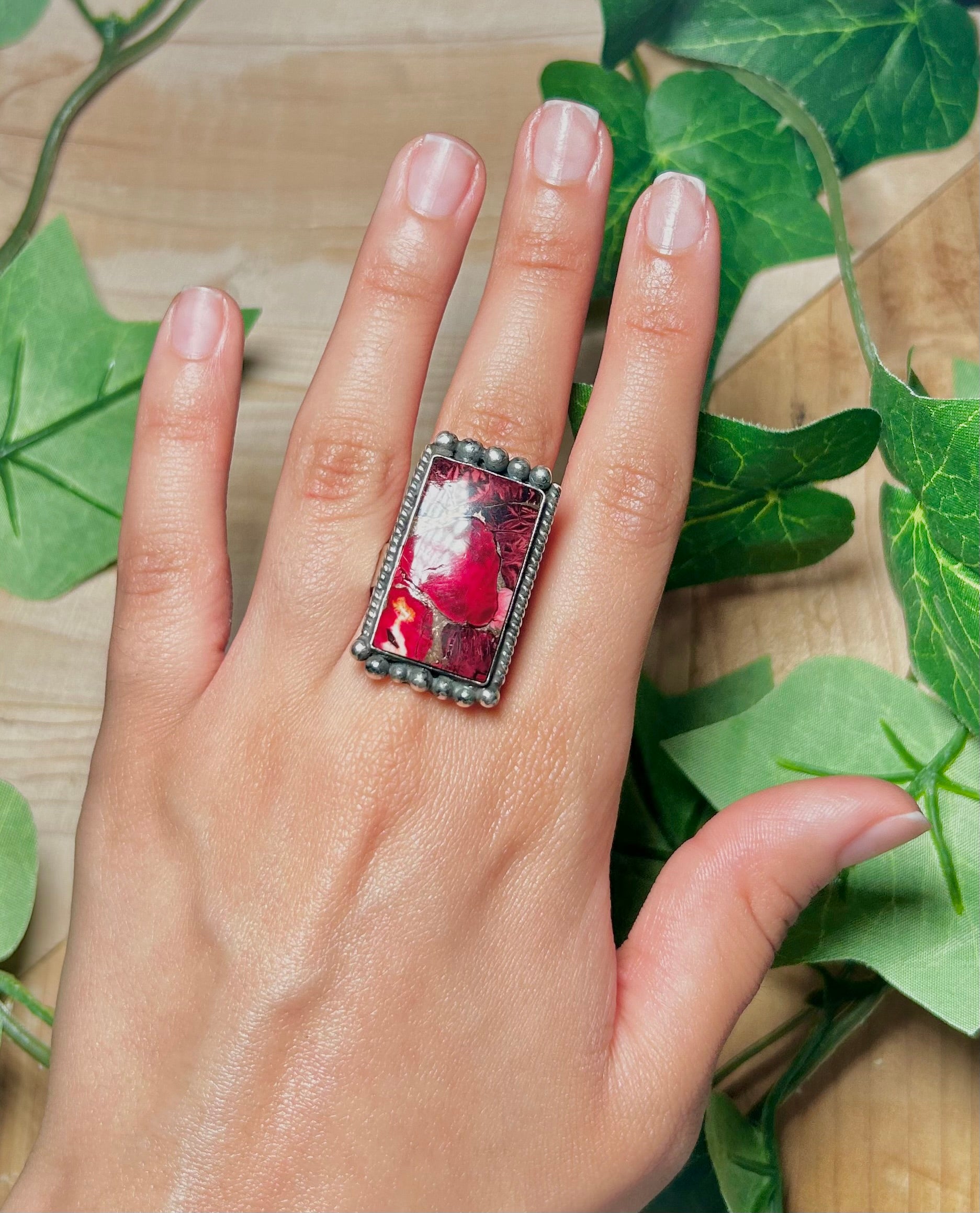 Zachariah David Rose Dahlia & Sterling Silver Adjustable Ring