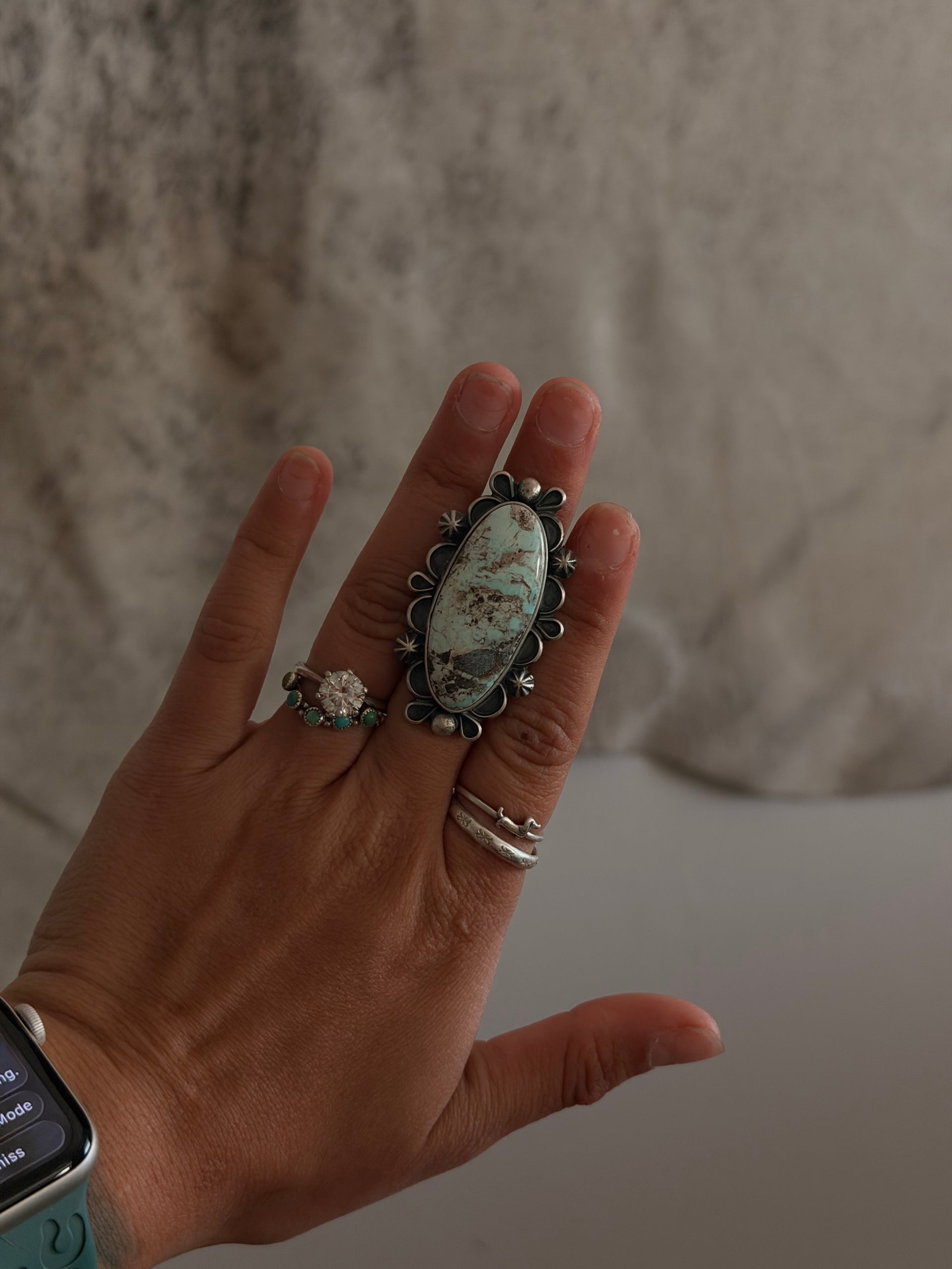 Jameson Garcia Natural Dry Creek Turquoise& Sterling Silver Ring Size 5.75