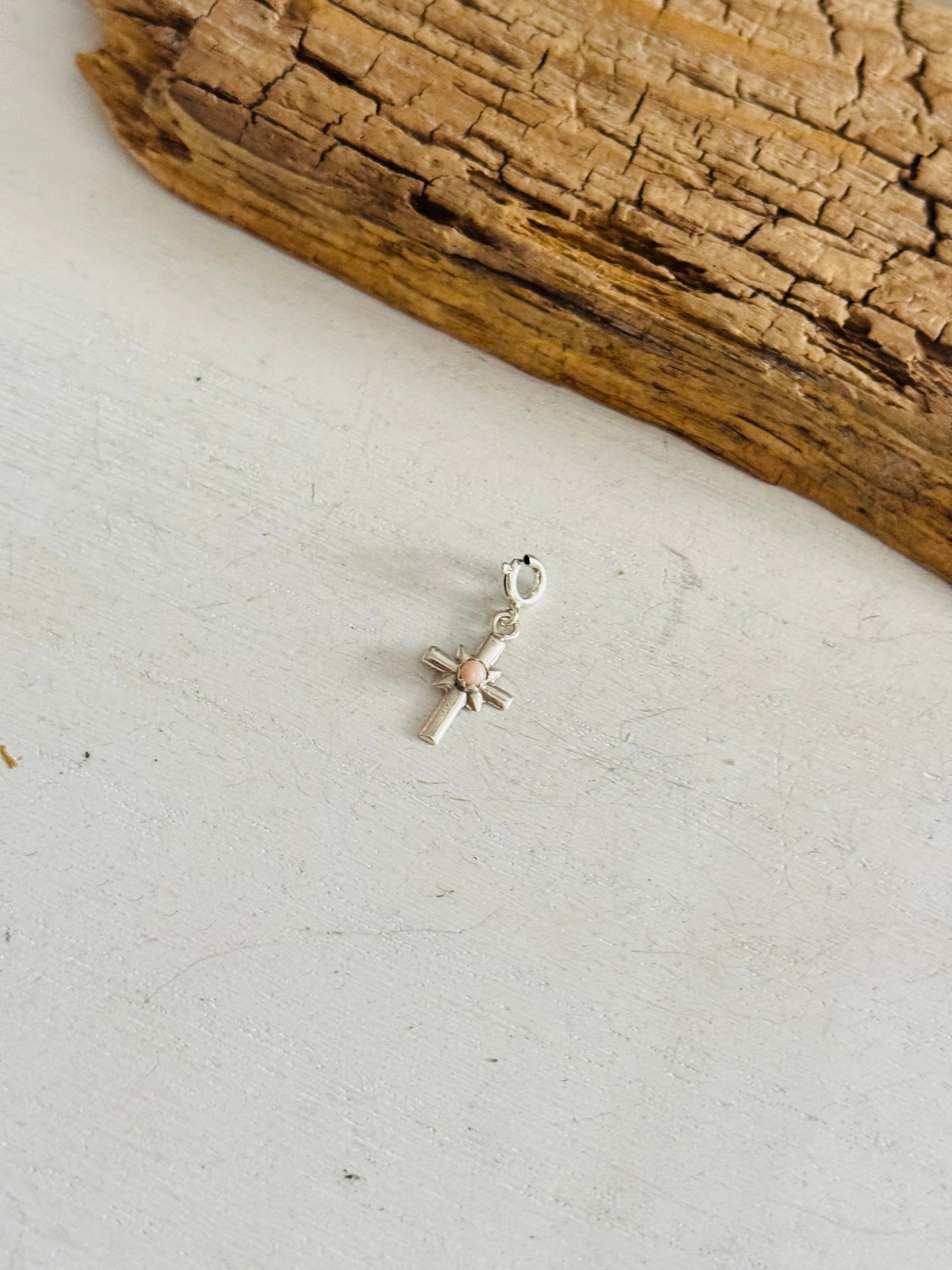 Navajo Made Pink Conch Sterling Silver Cross Cast Charms