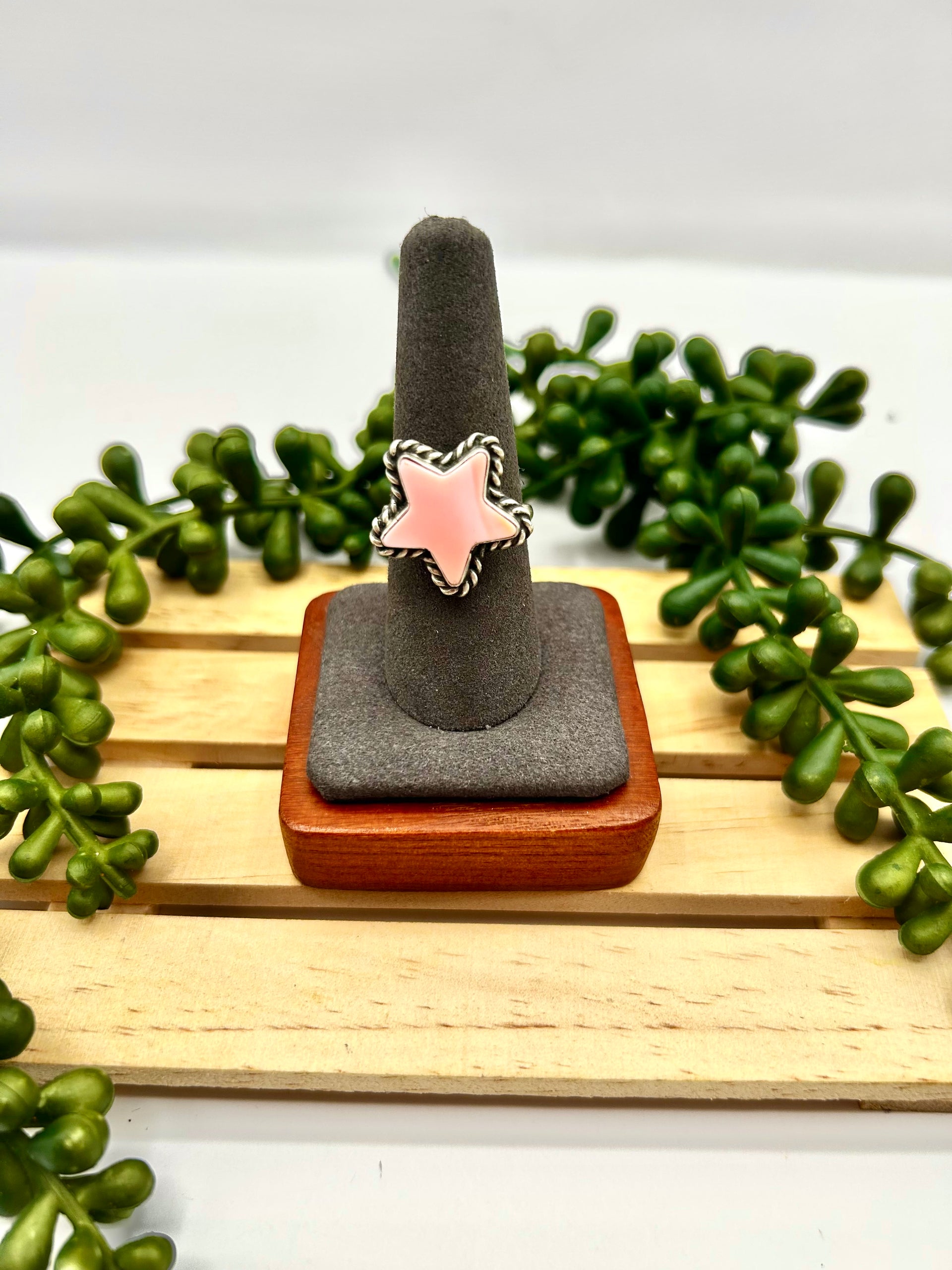 Johnny Dixon Pink Conch & Sterling Silver Adjustable Ring