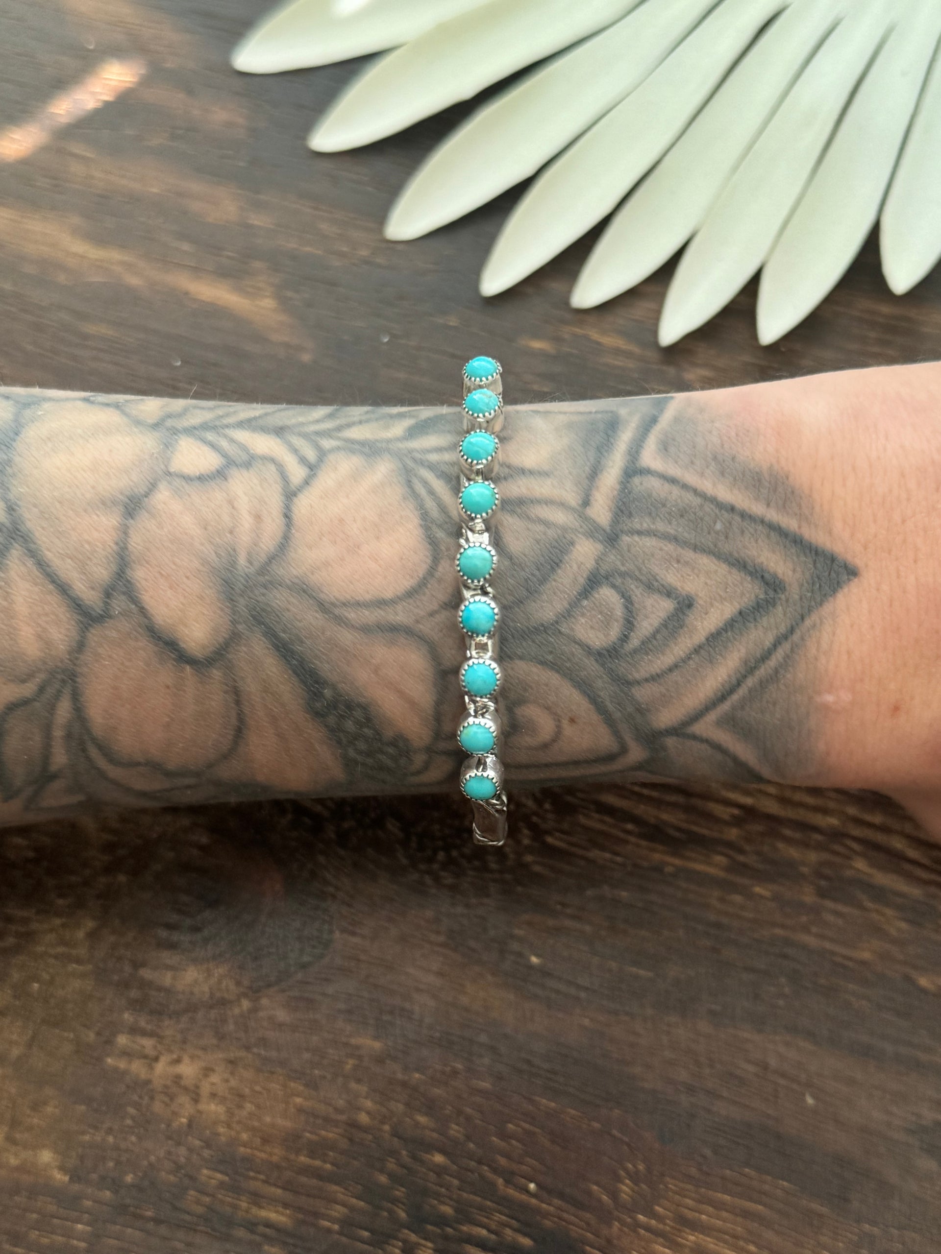 Chester Charlie Kingman Turquoise & Sterling Silver Cuff Bracelet