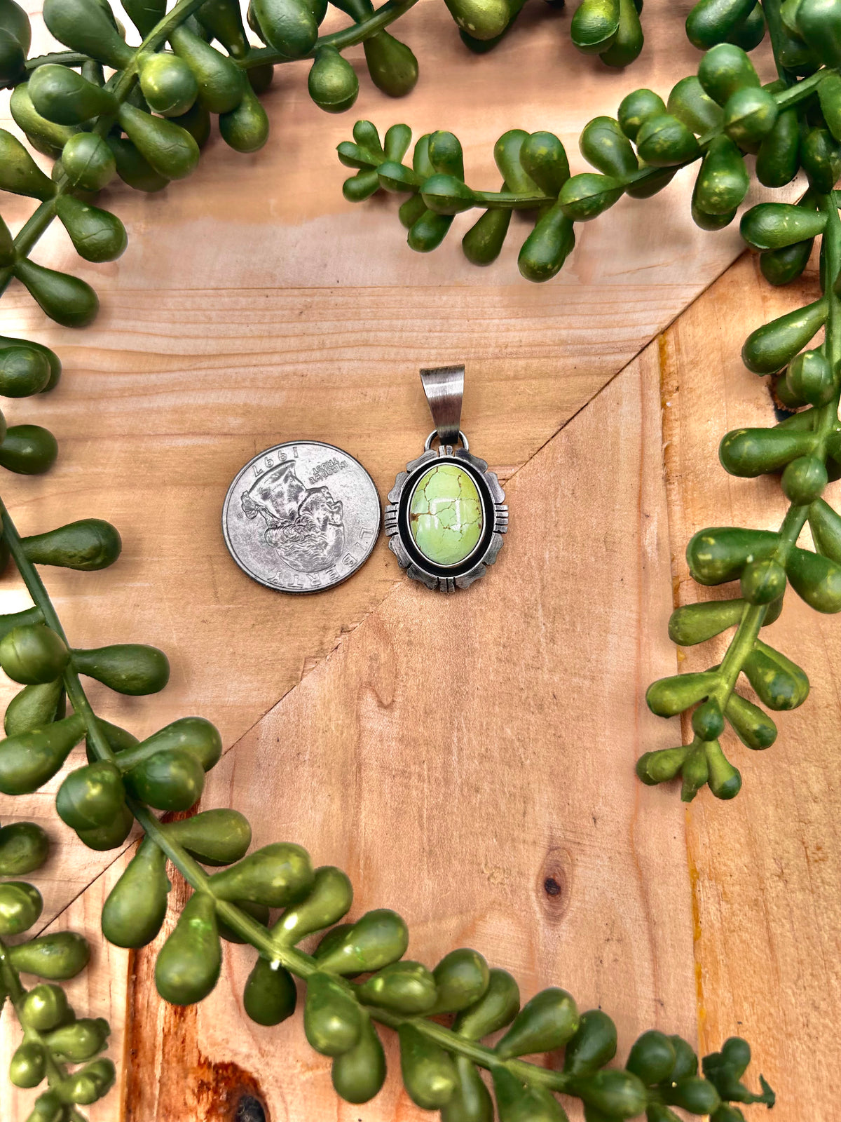 Navajo Made Sonoran Gold Turquoise & Sterling Silver Pendant