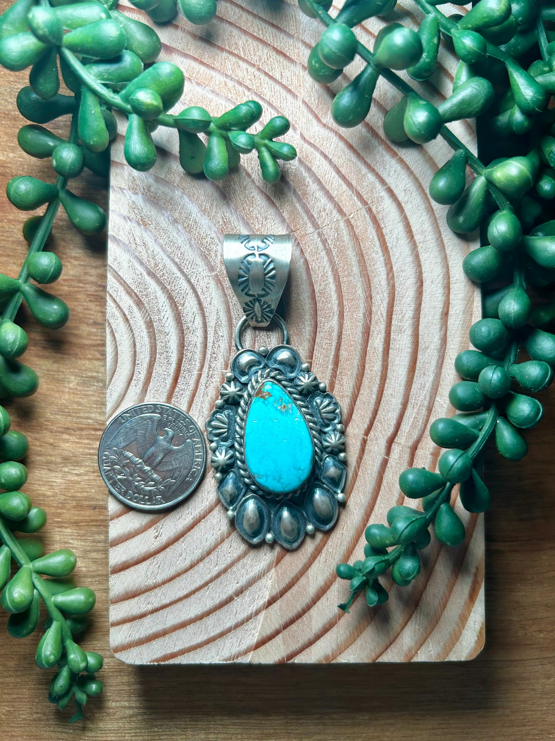 Jeff James Jr Kingman Turquoise & Sterling Silver Pendant