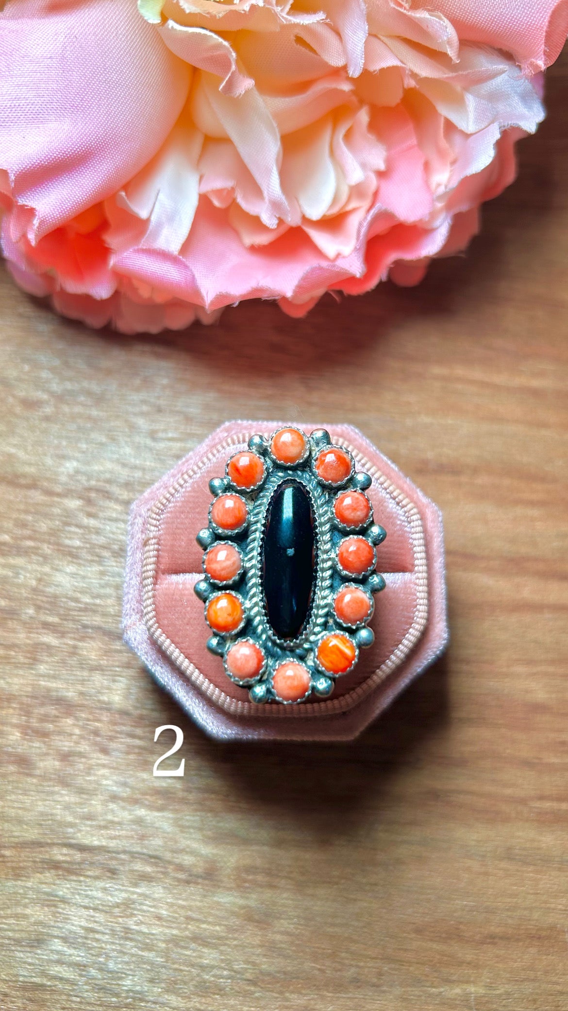 Navajo Made Spiny Oyster & Sterling Silver Ring