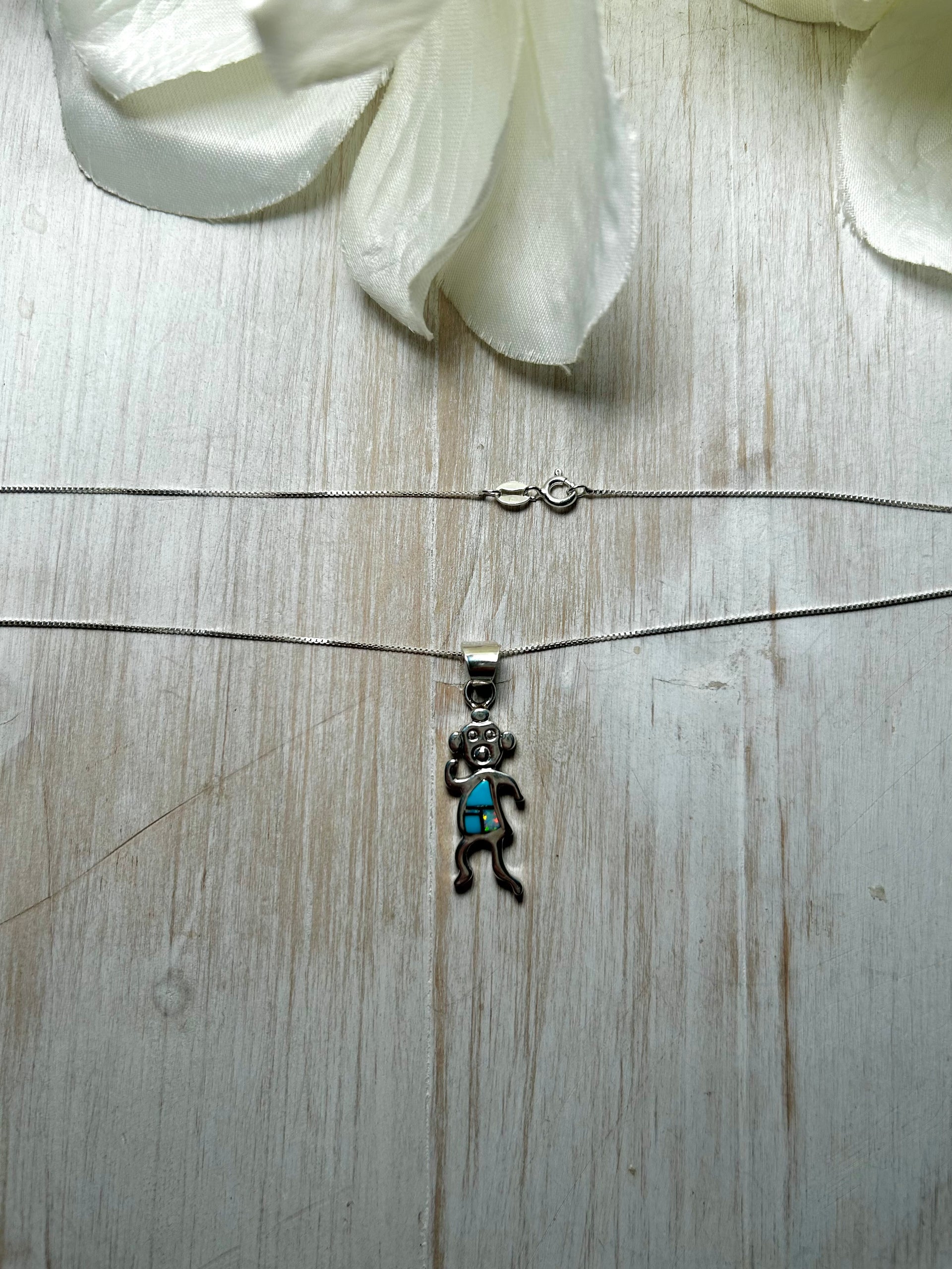 Navajo Made Multi Stone & Sterling Silver Necklace