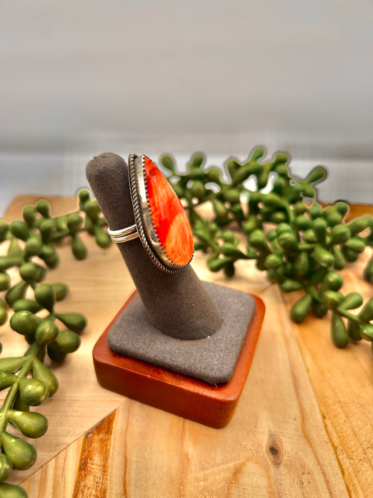 Tia Long Spiny Oyster & Sterling Silver Adjustable Ring