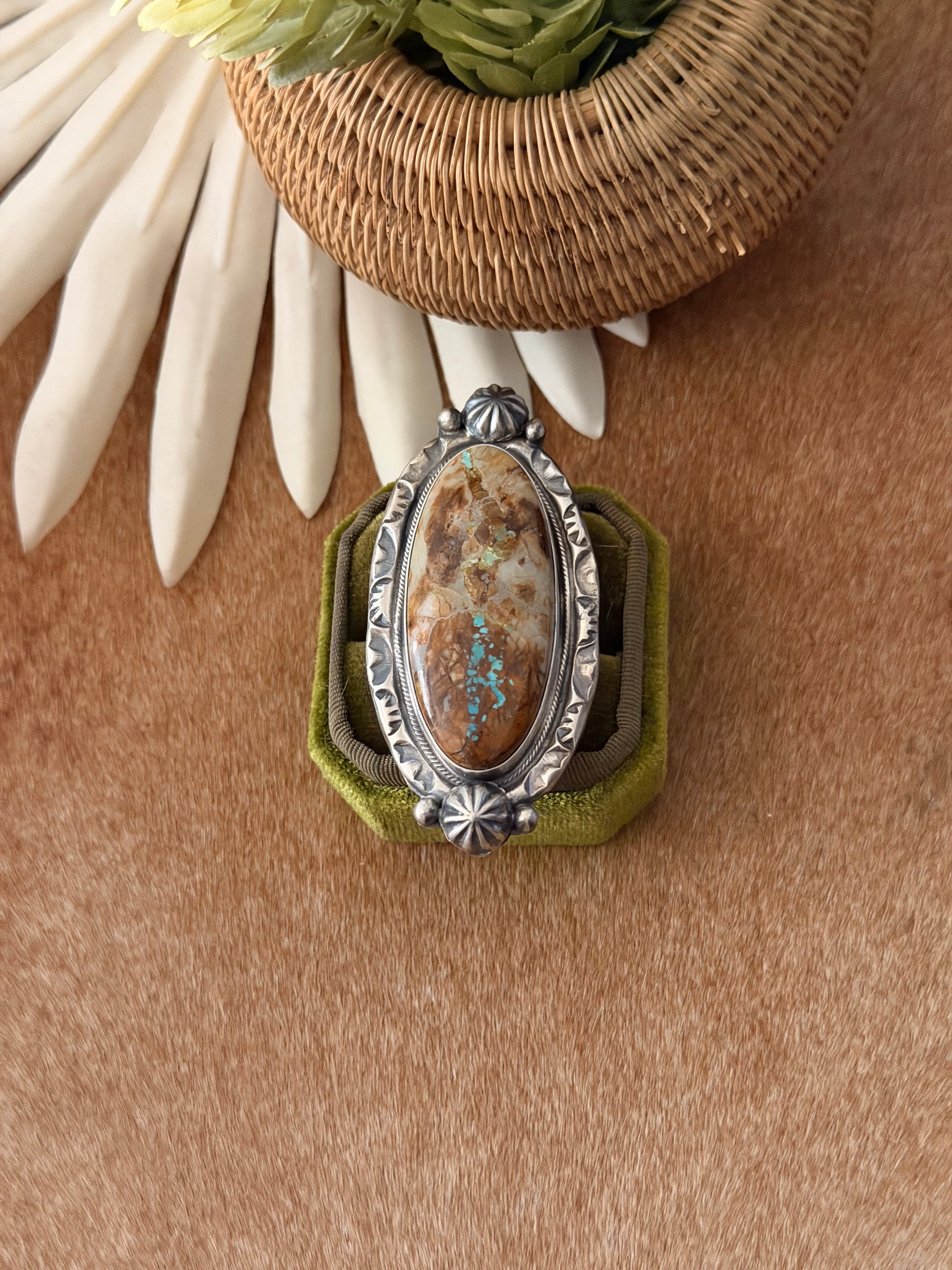 Kobe Martinez Ribbon Royston Turquoise & Sterling Silver Adjustable Ring